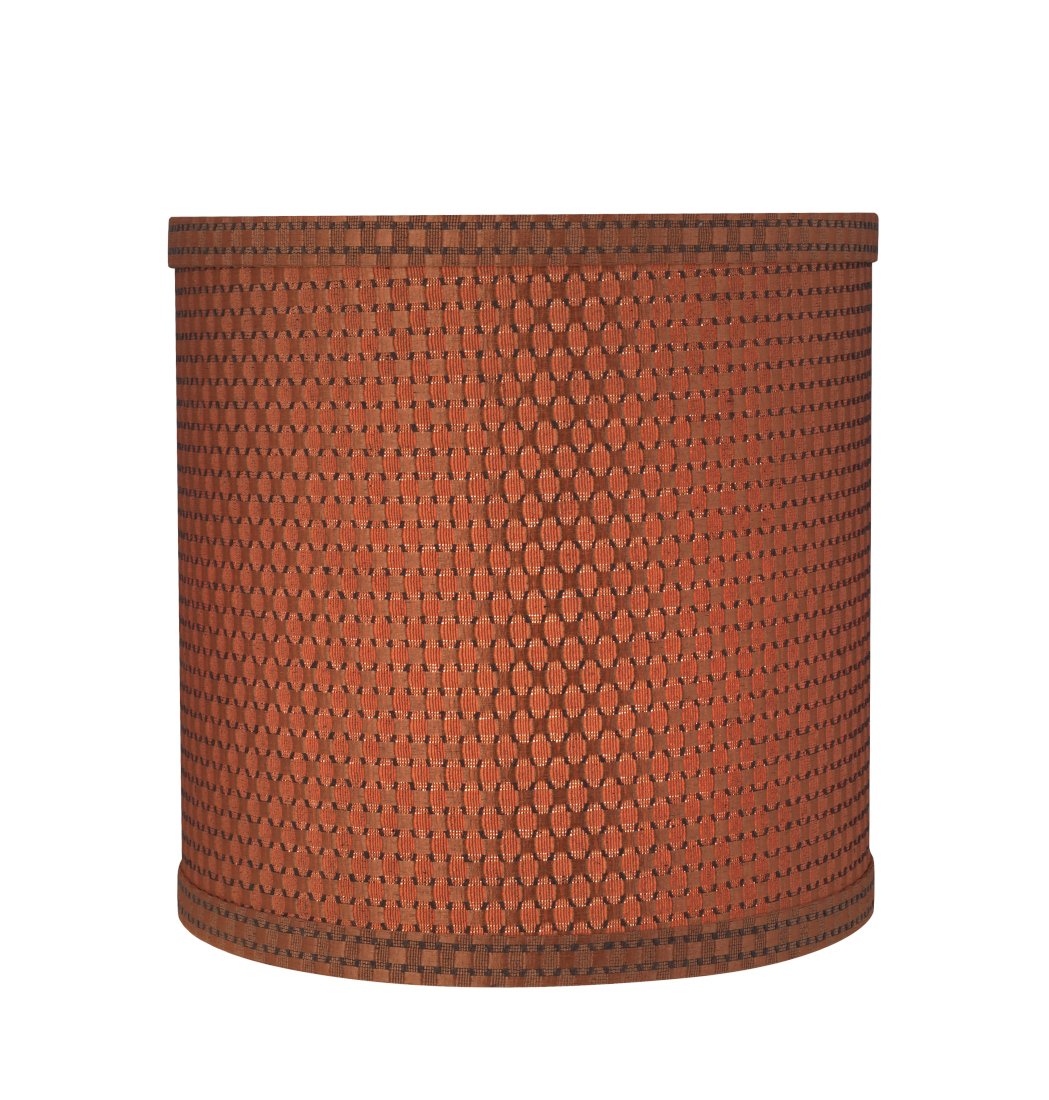 Aspen Creative Lamp Shade, Transitional Drum Shape, Jacquard Brown, 8in Wide, Model 31233A, Jacquard Textured Fabric