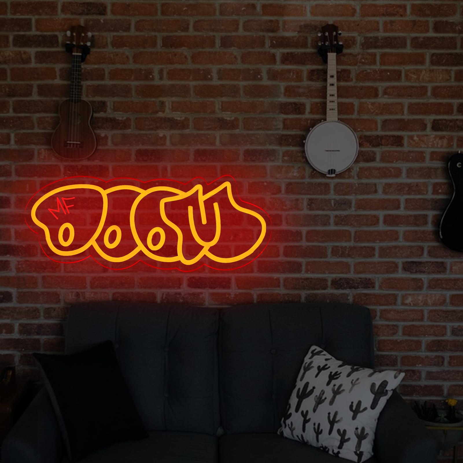 FUENDKF Neon Wall Sign - Dimmable LED Art for Music Lovers, 16" x 6", Deep Red Acrylic Decor for Man Cave, Bedroom, Hip Hop Fans