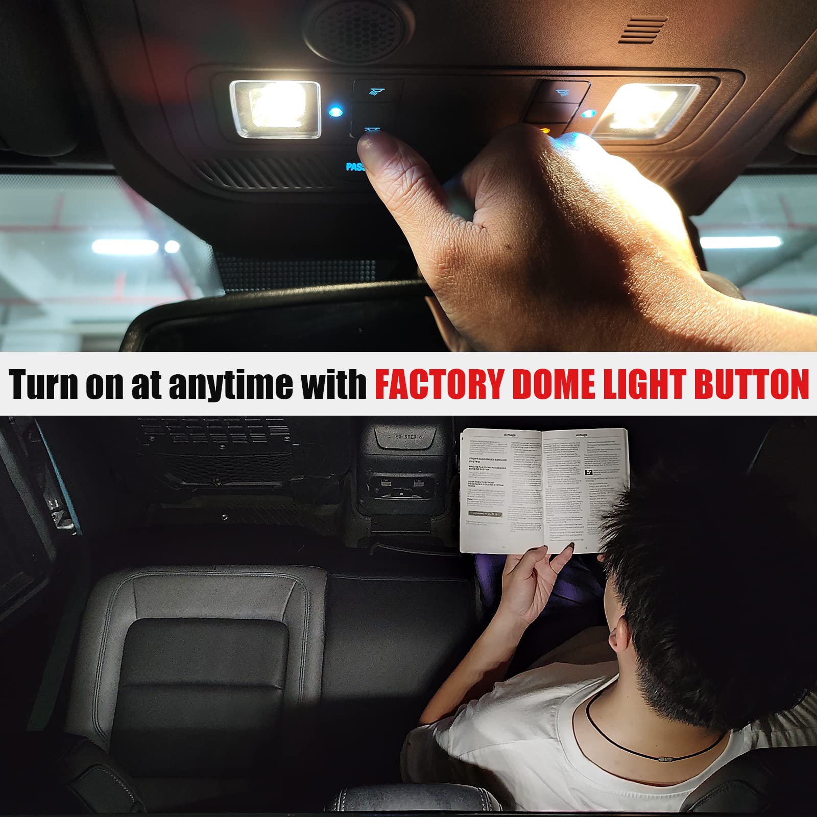 Mabett Rear Ceiling Lights Compatible With Ford Bronco 2021 2022 2023 2024, Reading Lights Fit Bronco Accessories 4-Door, Touch Switch Led Roof Lamp Trunk Cargo Area(Not Fit 2 Door)