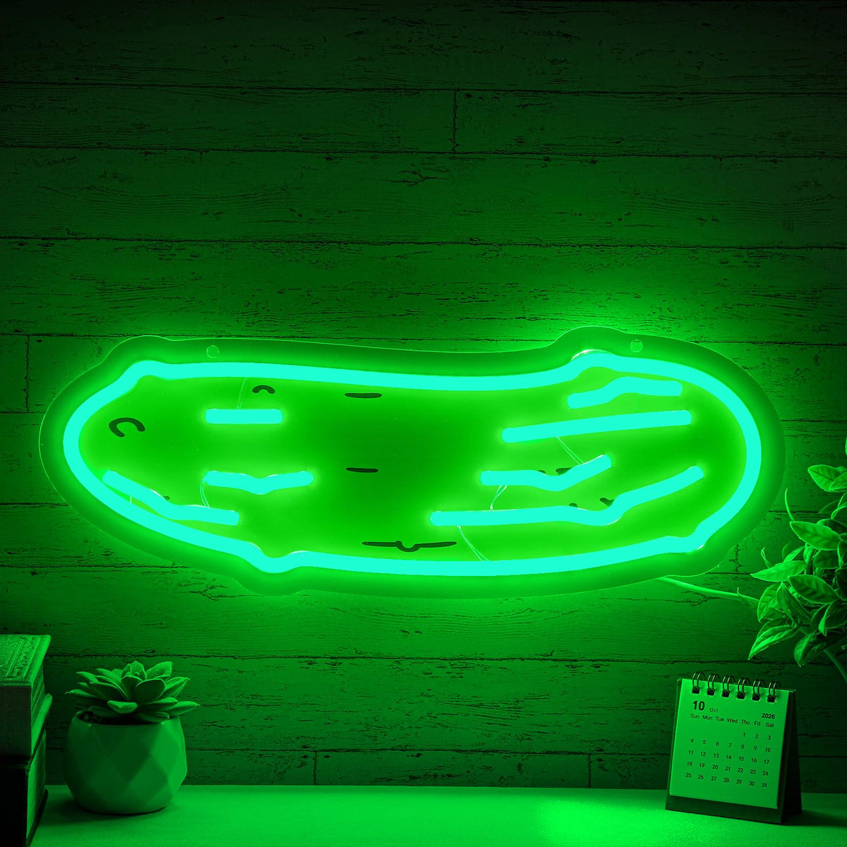 Glooglitter Fun Cucumber Neon Sign Green Cucumber Neon Light for Wall ...