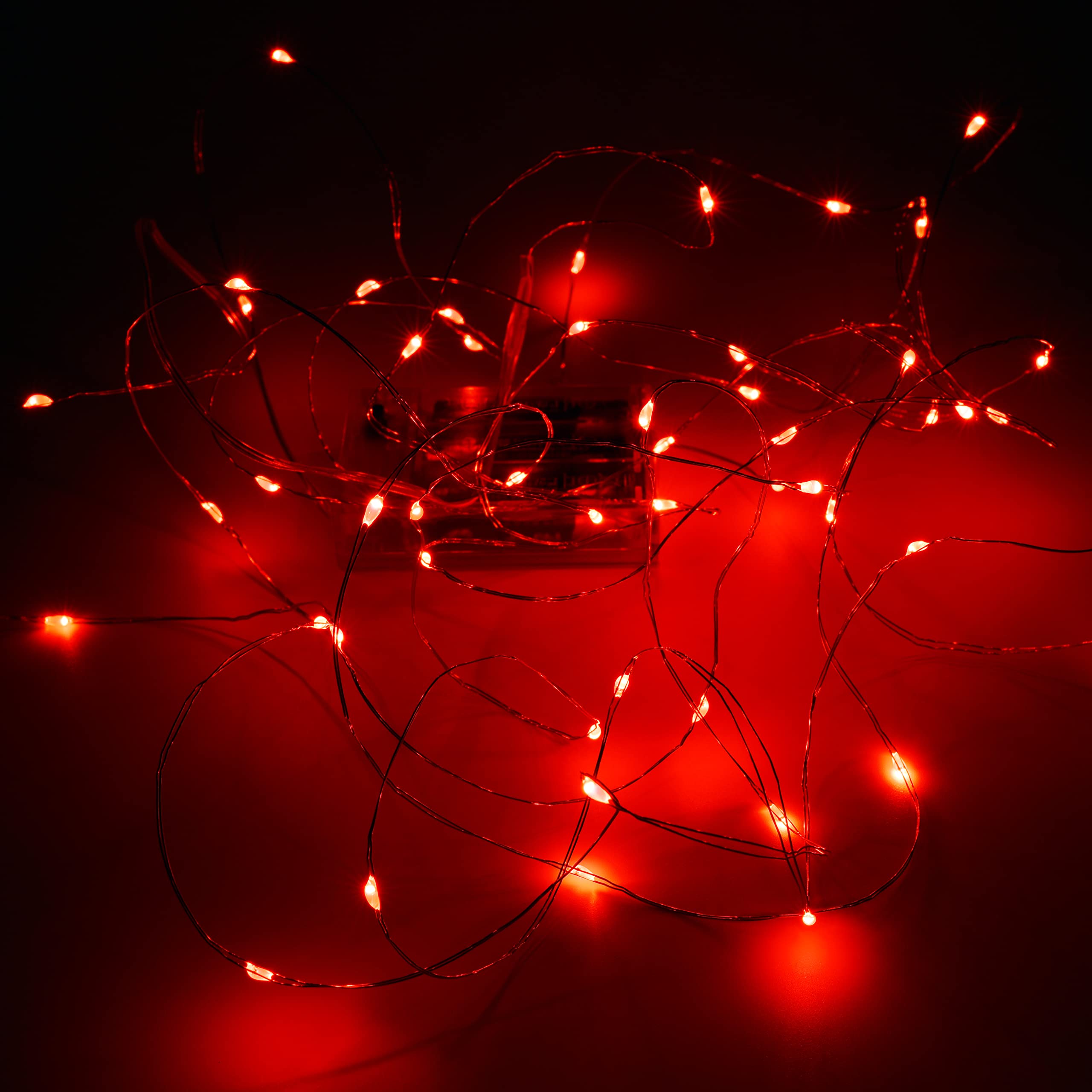 Uhugu Christmas Lights Battery Operated, 16Ft Christmas Lights Battery Operated With 8 Flashing Modes And 8 Hours On 16 Hours Off Timer(Red,1 Pack)