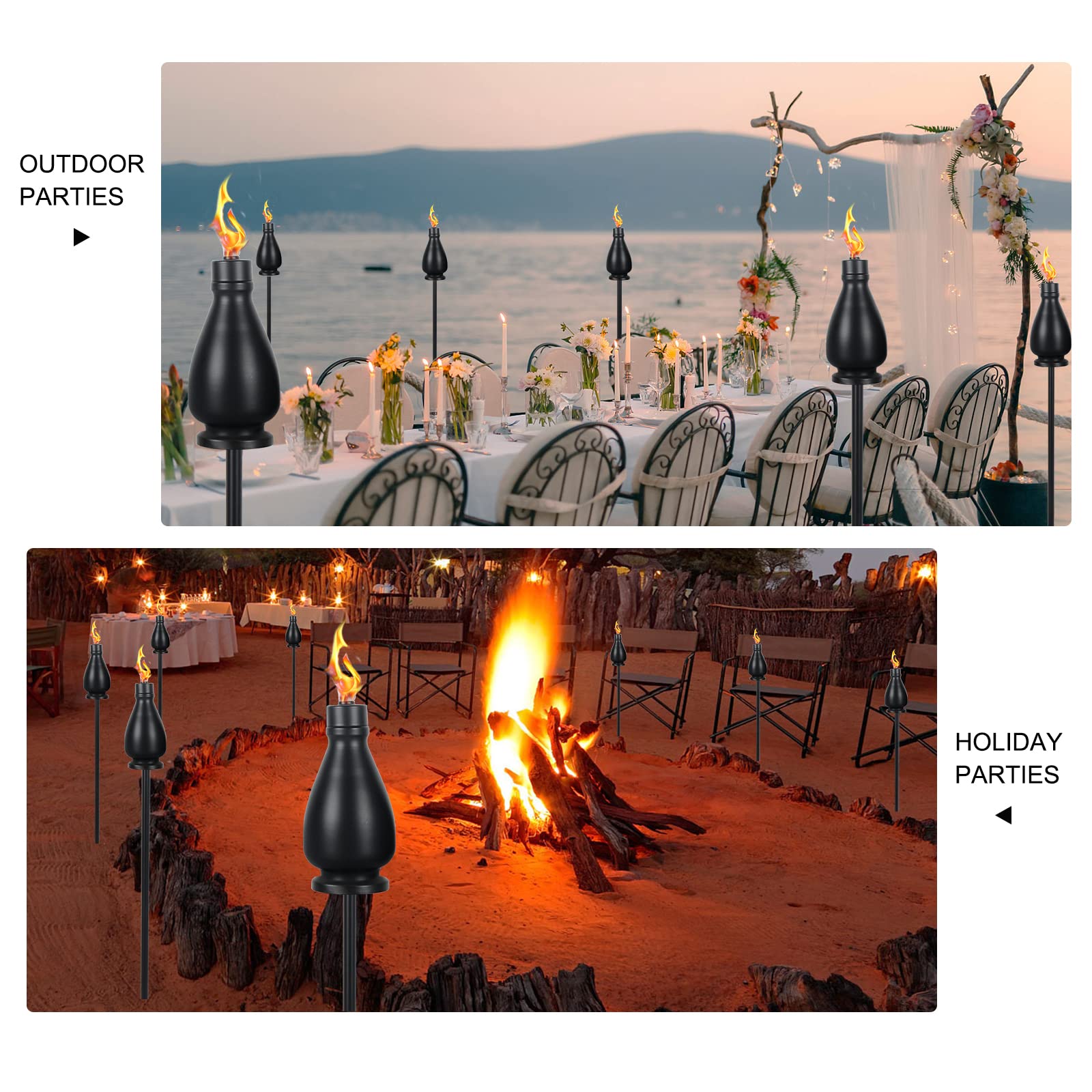 Tewei 6 Pack Metal Citronella Torches Outdoor  60 Inch Garden Torches For Outside  Upgraded Metal Torch For Yard  Black Tabletop Torch Decorative Light For Backyard Pathway Patio Party