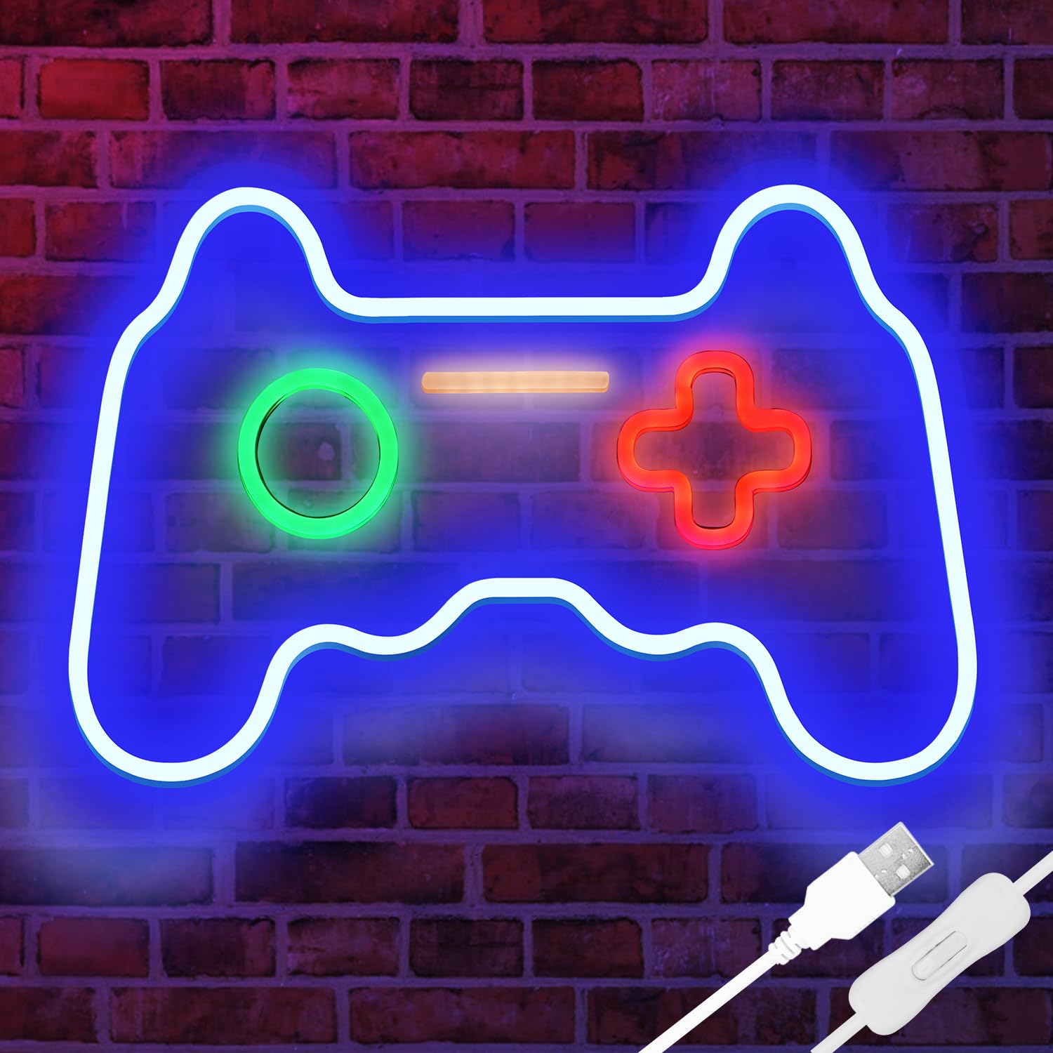 Qusea Gaming Neon Sign - Gamepad Shape Light for Gamer Room Decor - Acrylic - Model Dengpai - Color Gamepad-0