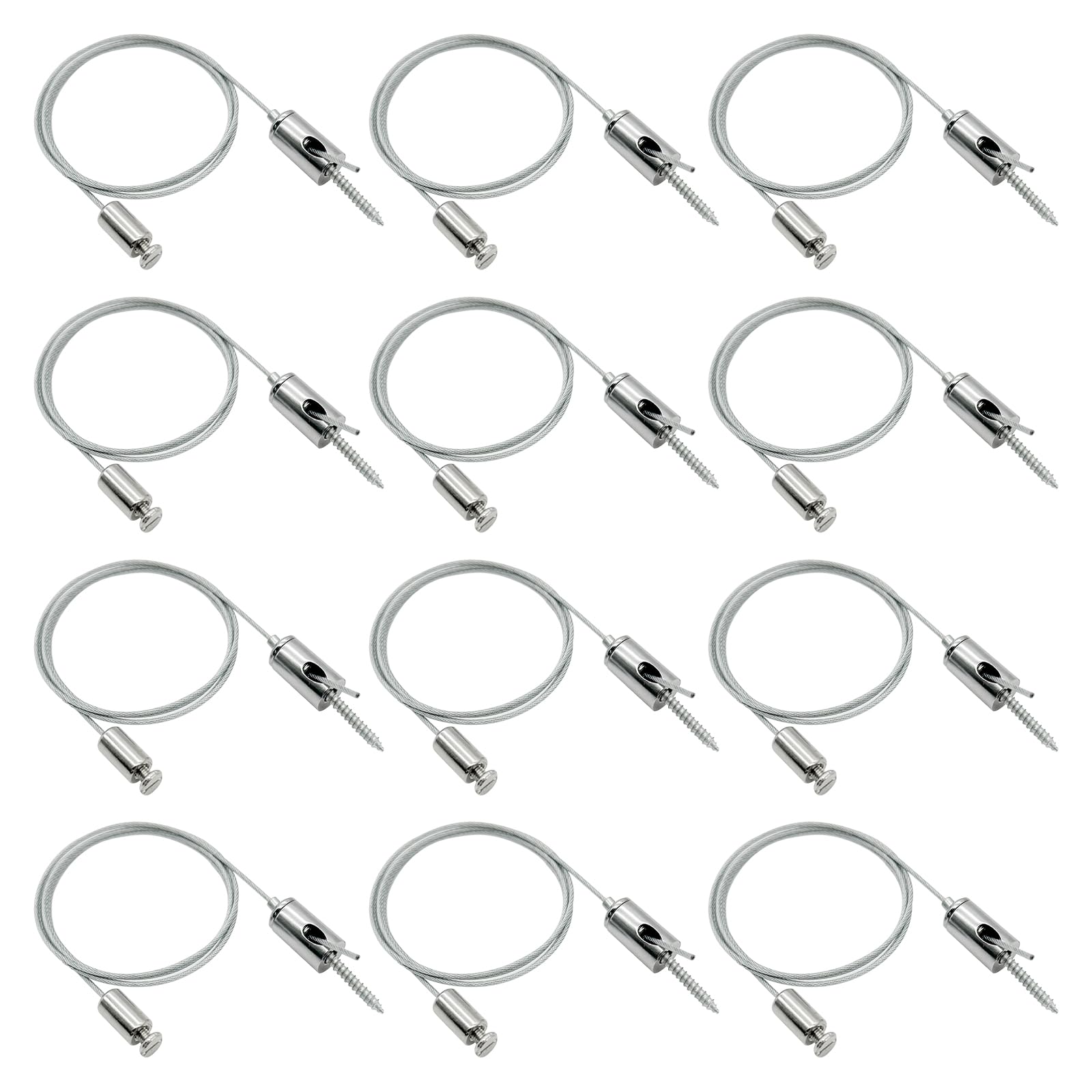 Hamrvl 12-Pack Hexagon Garage Lights Suspension Cables Kit - 3.28Ft/1M Hexagon Led Lights Adjustable Steel Hanging Chain  Light Suspension Kit For Hexagon Lights Led Panel Aquarium Lights  Load 6.6 Lb