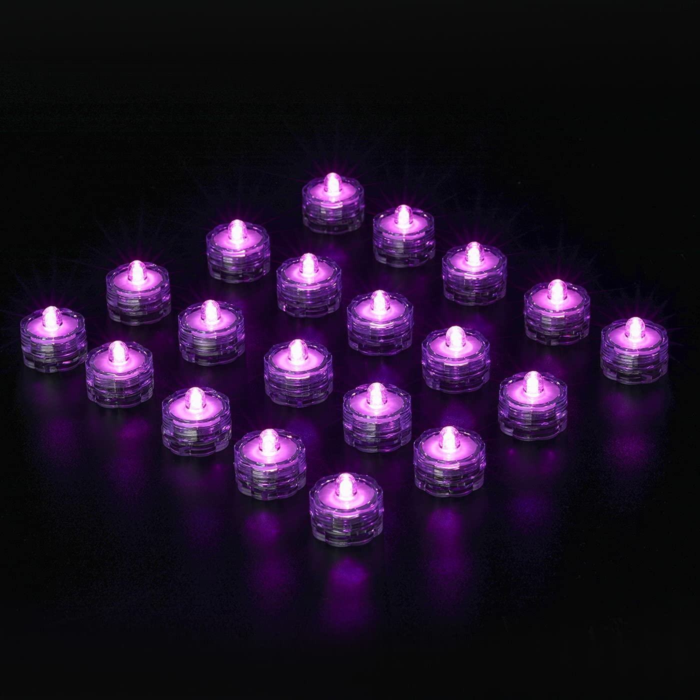 Wellgium Submersible LED Lights, Waterproof Wedding Underwater LED Tea Lights Candles for Centerpieces/Party/Christmas Set of 24