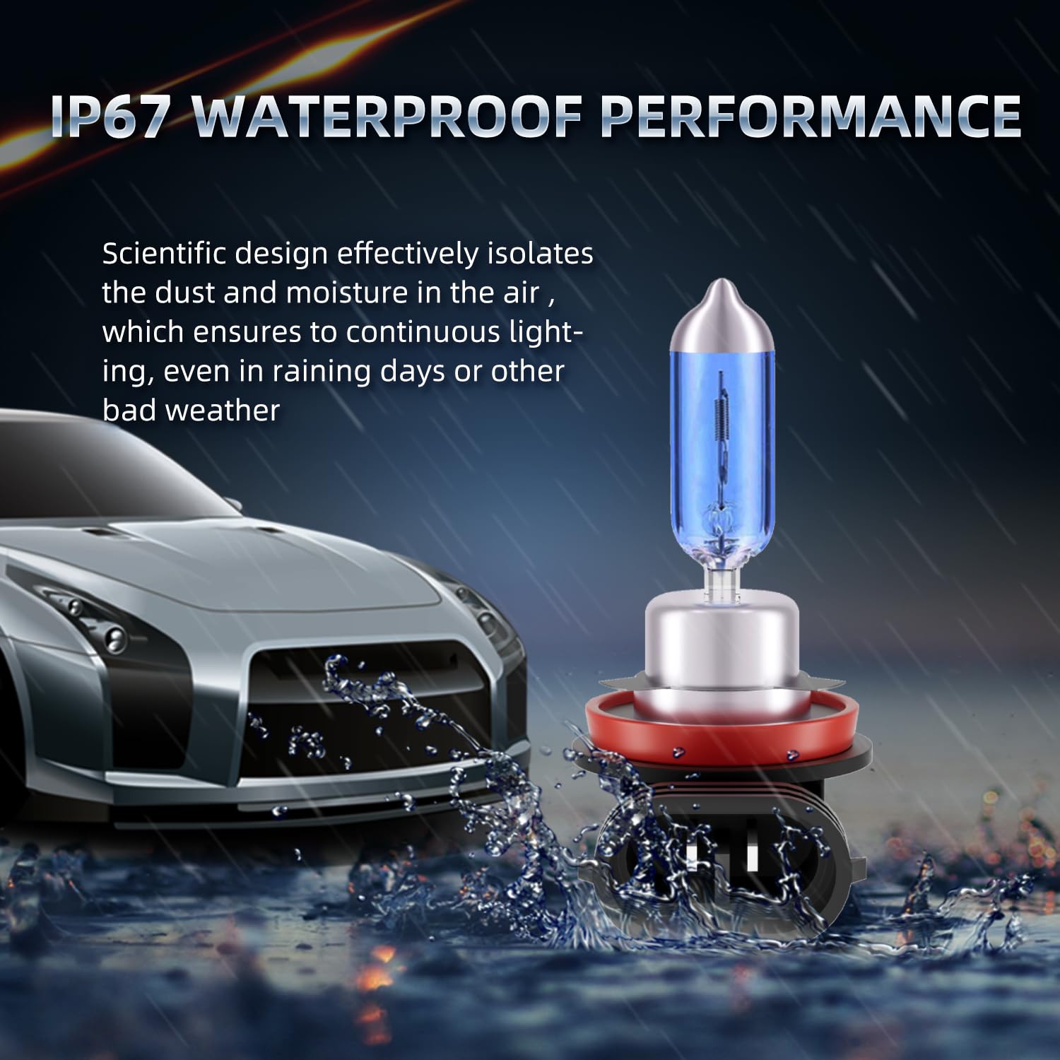 Sinoparcel H11 Halogen Headlight Bulbs, 200% Brighter, 5000K White, Pack of 2
