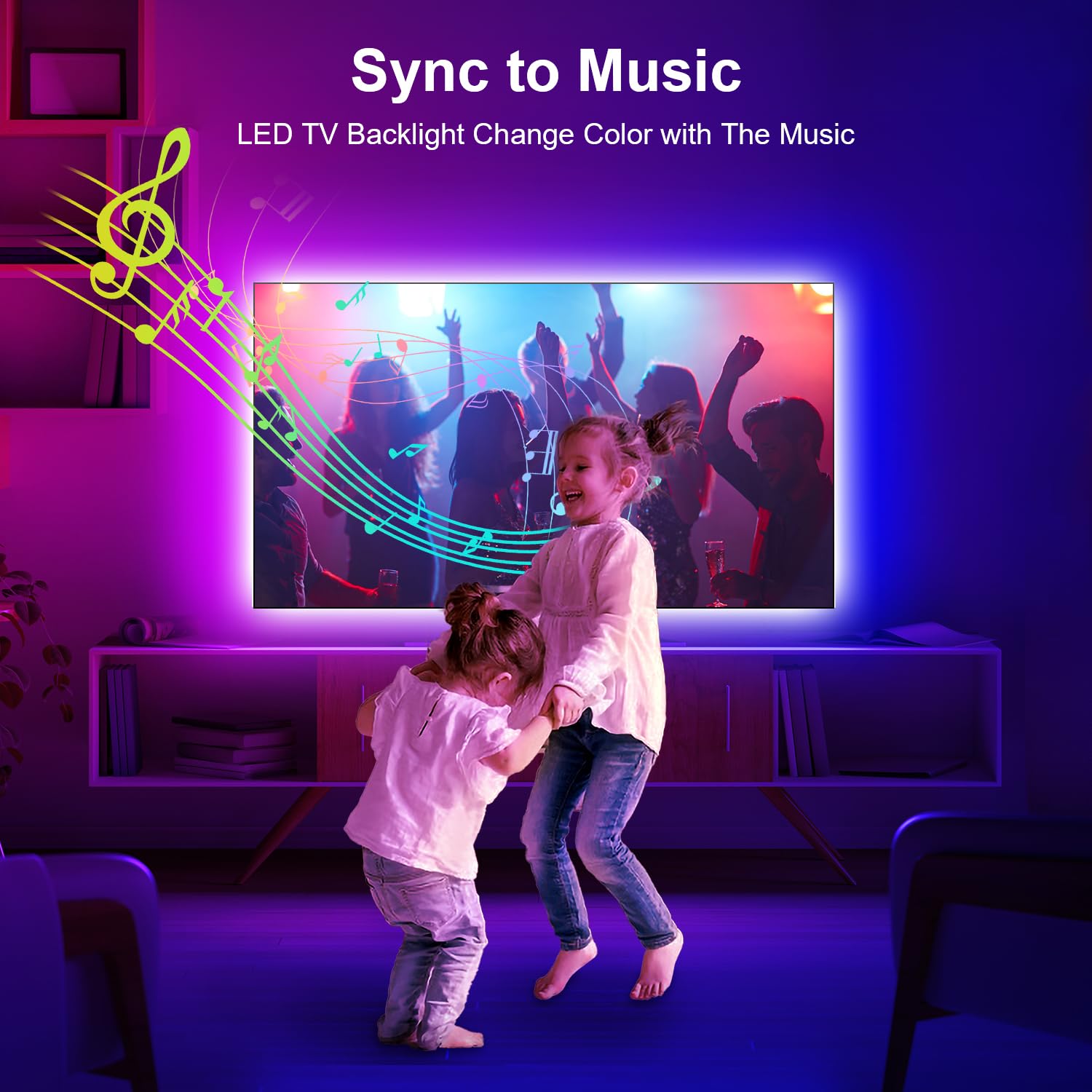 Nexillumi Led Lights For Tv, 13.2Ft Tv Led Backlight For 32-65 Inch, Rgb Led Strip Lights Behind Tv, App Remote Control Music Sync Tv Led Lights For Bedroom