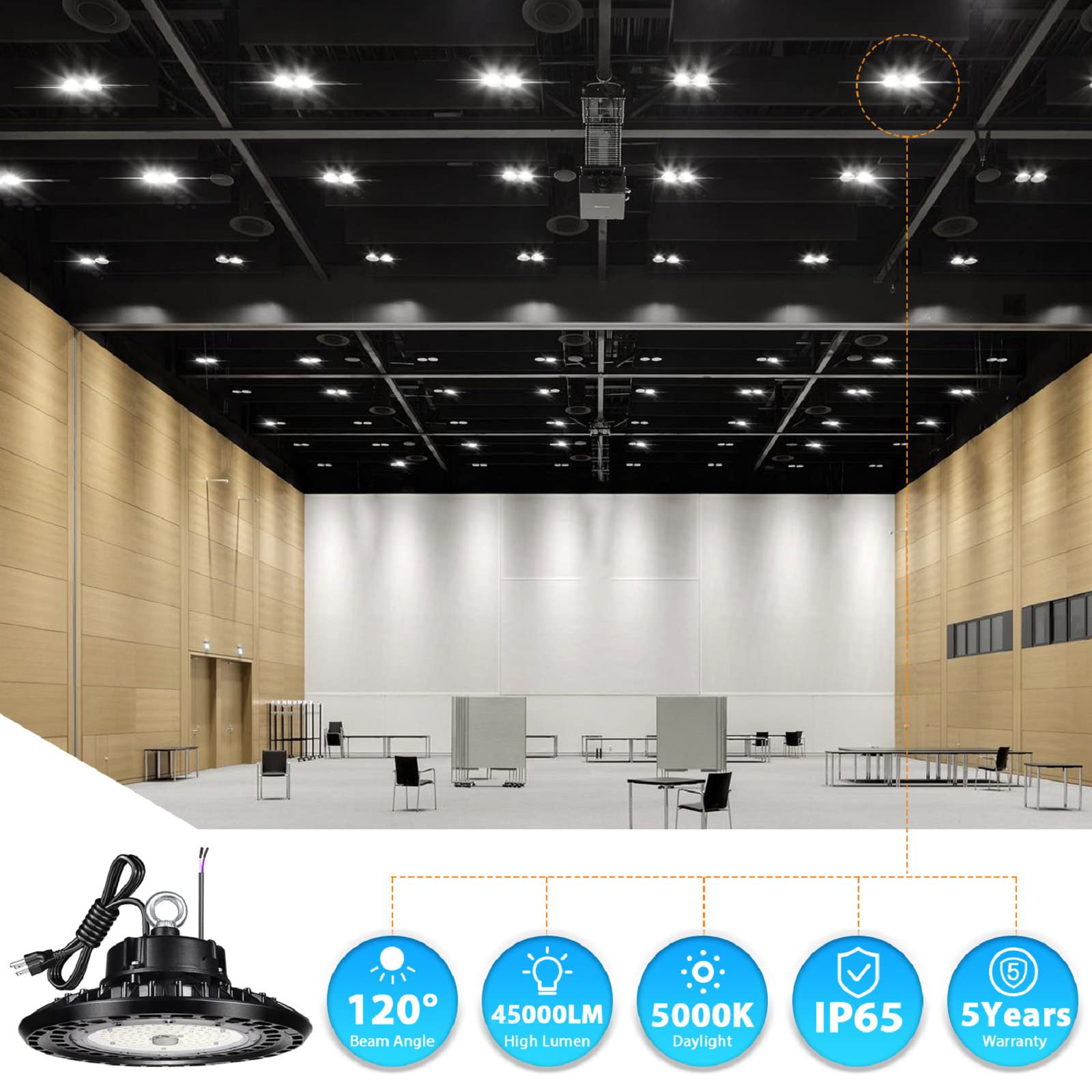 Beult 300W Ufo Led High Bay Light 45,000Lm Dimmable 5000K For Warehouse & Factory