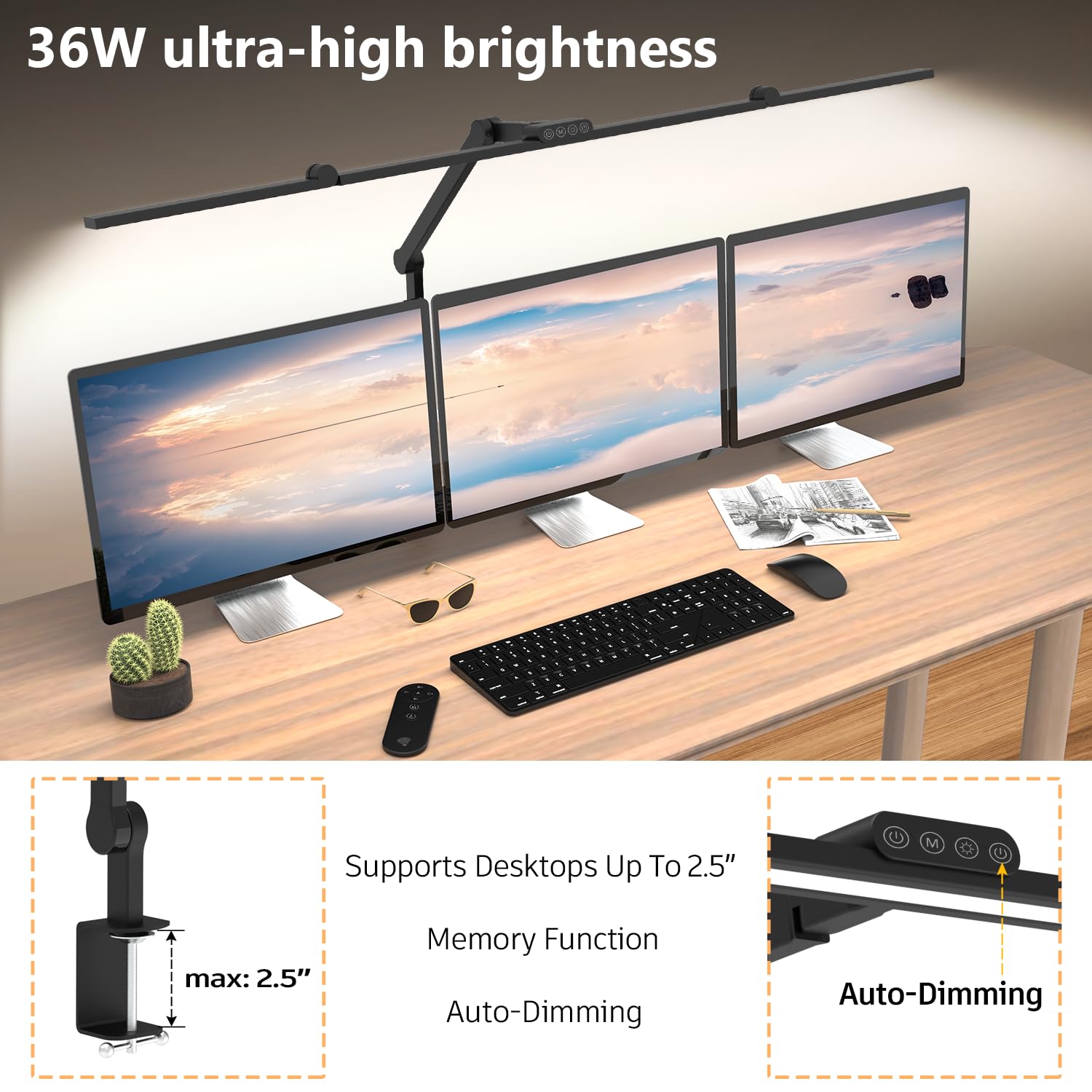 3000 Lumen Ultra Bright Architect Desk Lamp With Clamp, 36W Tall Overhead Led Desk Light For Home Office, 47Inch Long Dimmable C