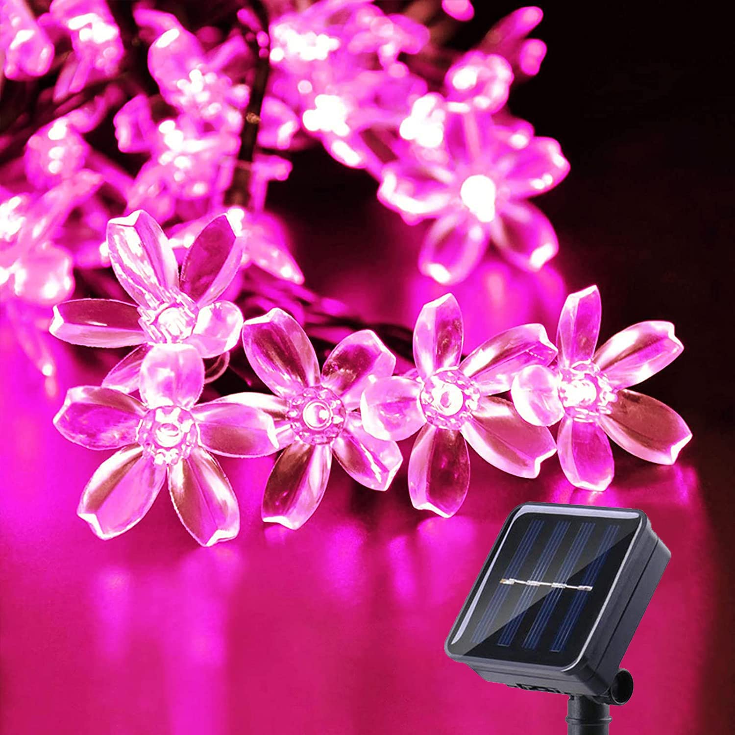 Iticdecor Solar String Flower Lights Outdoor Waterproof 50 Led Fairy Light Decorations For Garden Fence Patio Yard Christmas Tre