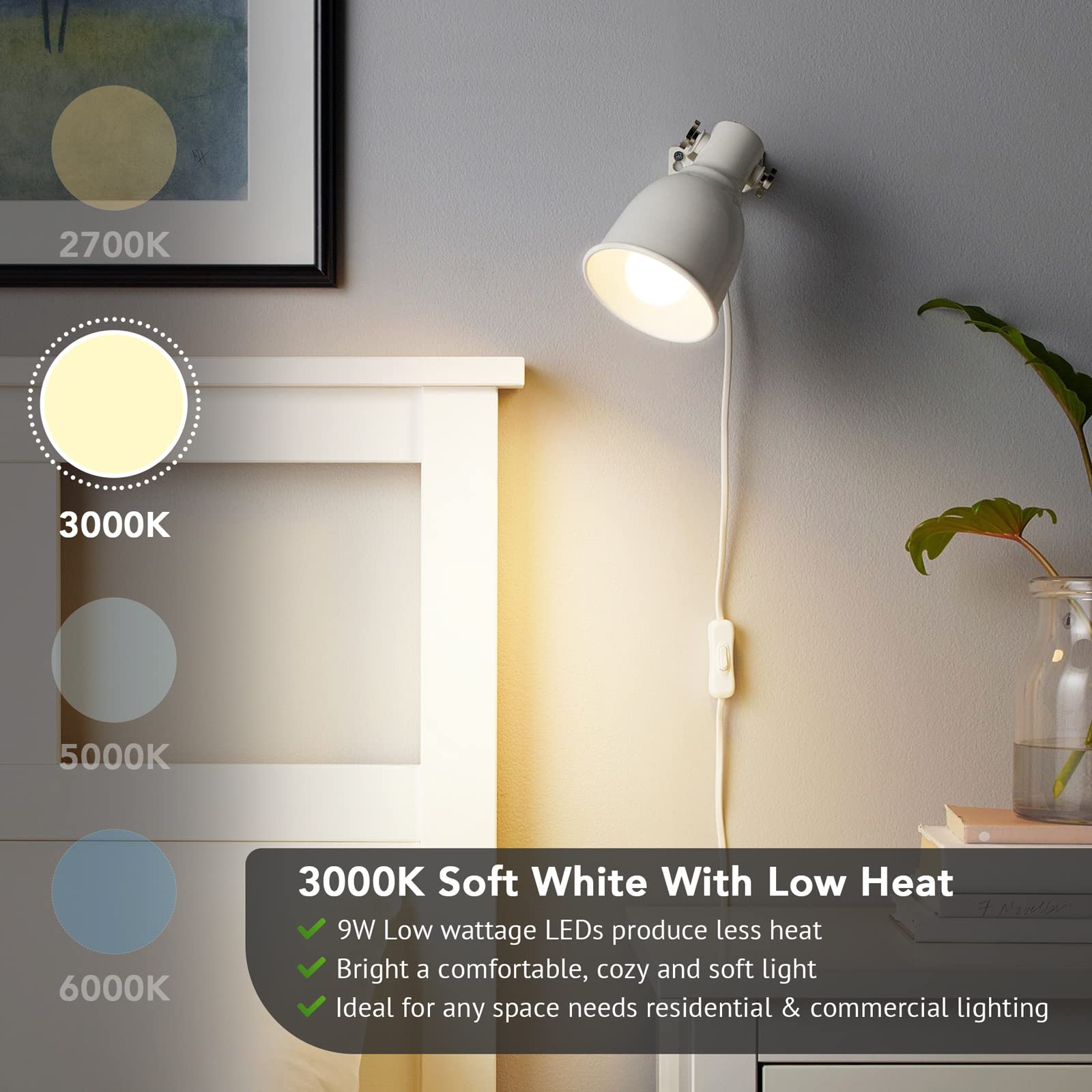 Maylaywood A19 Led Light Bulbs, 60 Watt Equivalent Led Bulbs, Soft White 3000K, 850Lm, E26 Base, Non-Dimmable, 9W Bright White Led Bulbs, 12-Pack