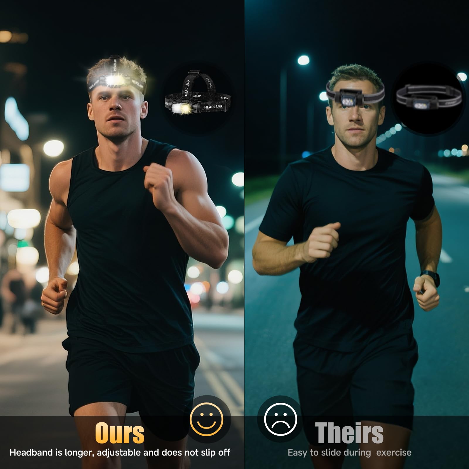 ATDOALL Rechargeable LED Headlamp, 5 Modes, Motion Sensor, Waterproof, Lightweight, Black, 1 Pack