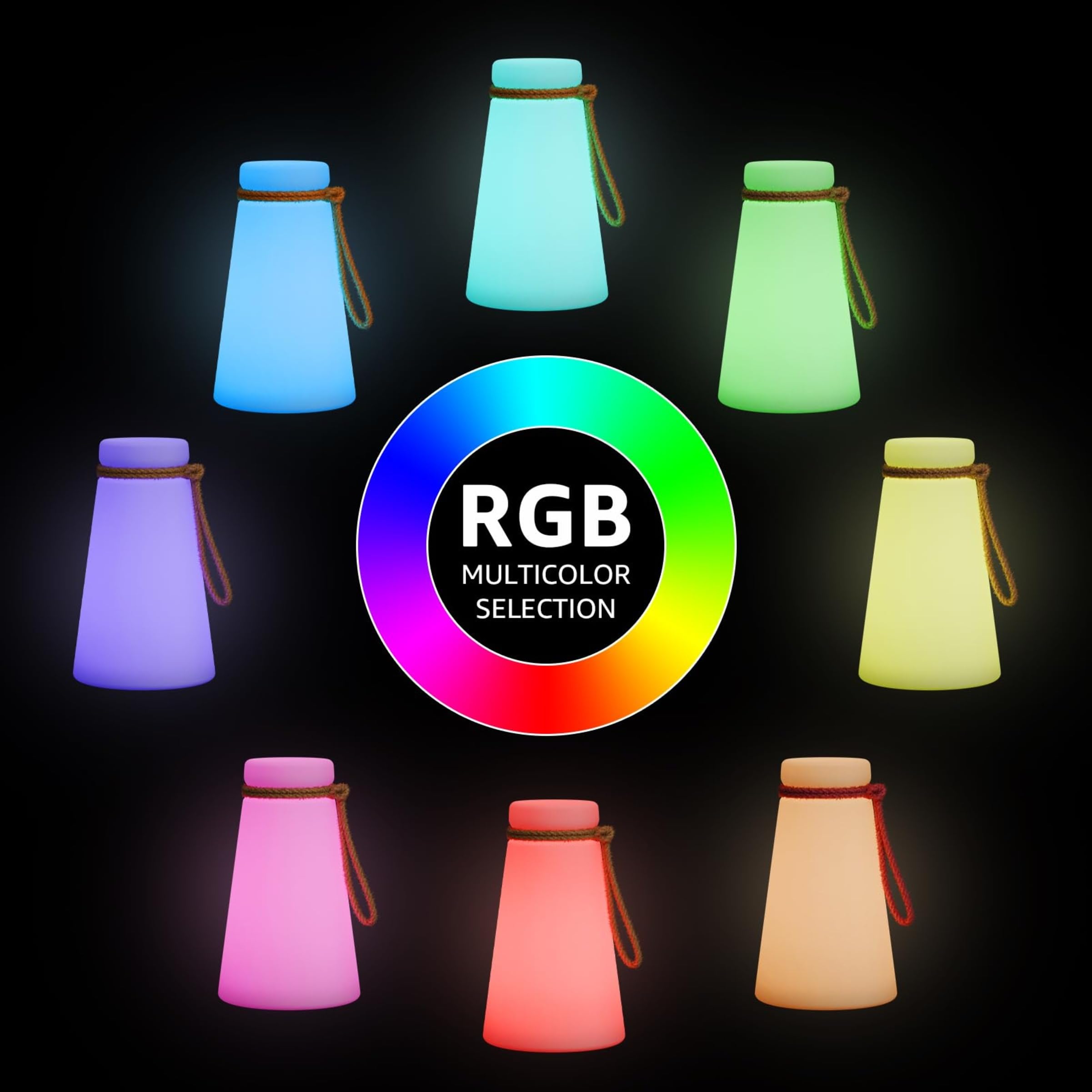 Portable Outdoor Table Lamp  Cordless Rechargeable Outdoor Table Lanterns Rgb Led Lights With Remote  Ip44 Water-Resistant Battery Operated Hanging Lamp For Patio Garden Camping Dining Room