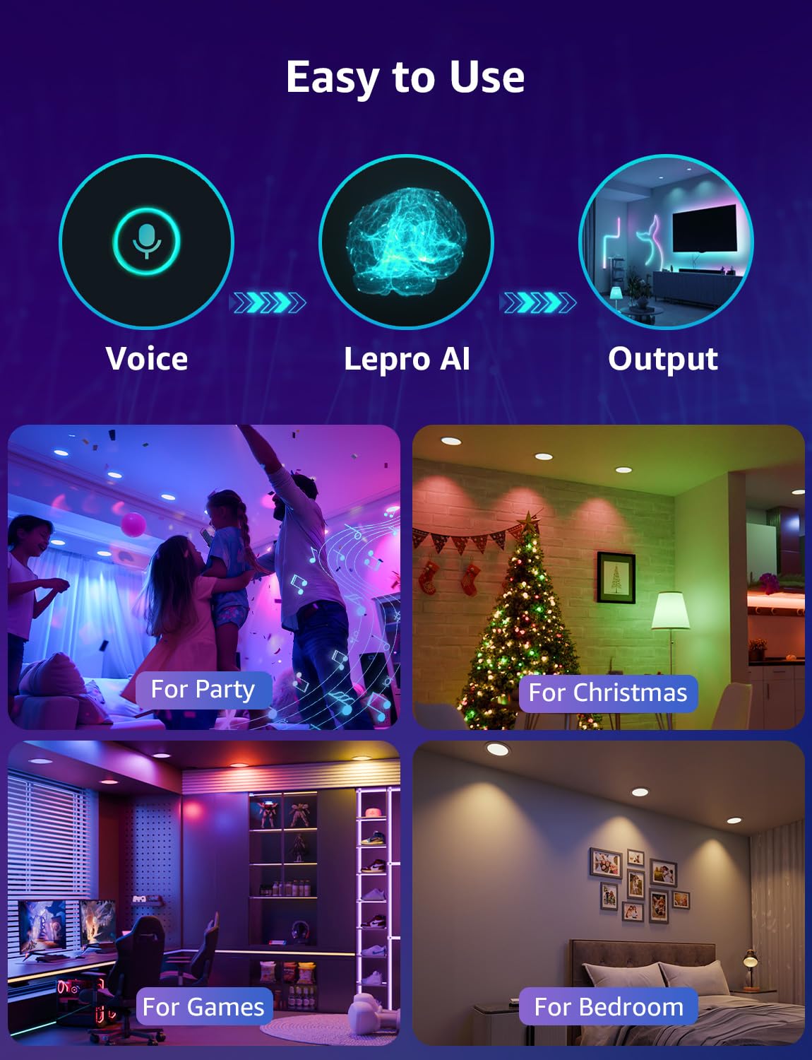 Lepro Br1 Ai Led Smart Bulbs - Ai Generated Lighting, Lightgpm 2 With Llm, Lightbeats Music Sync, Voice Control Via App, Rgbww C