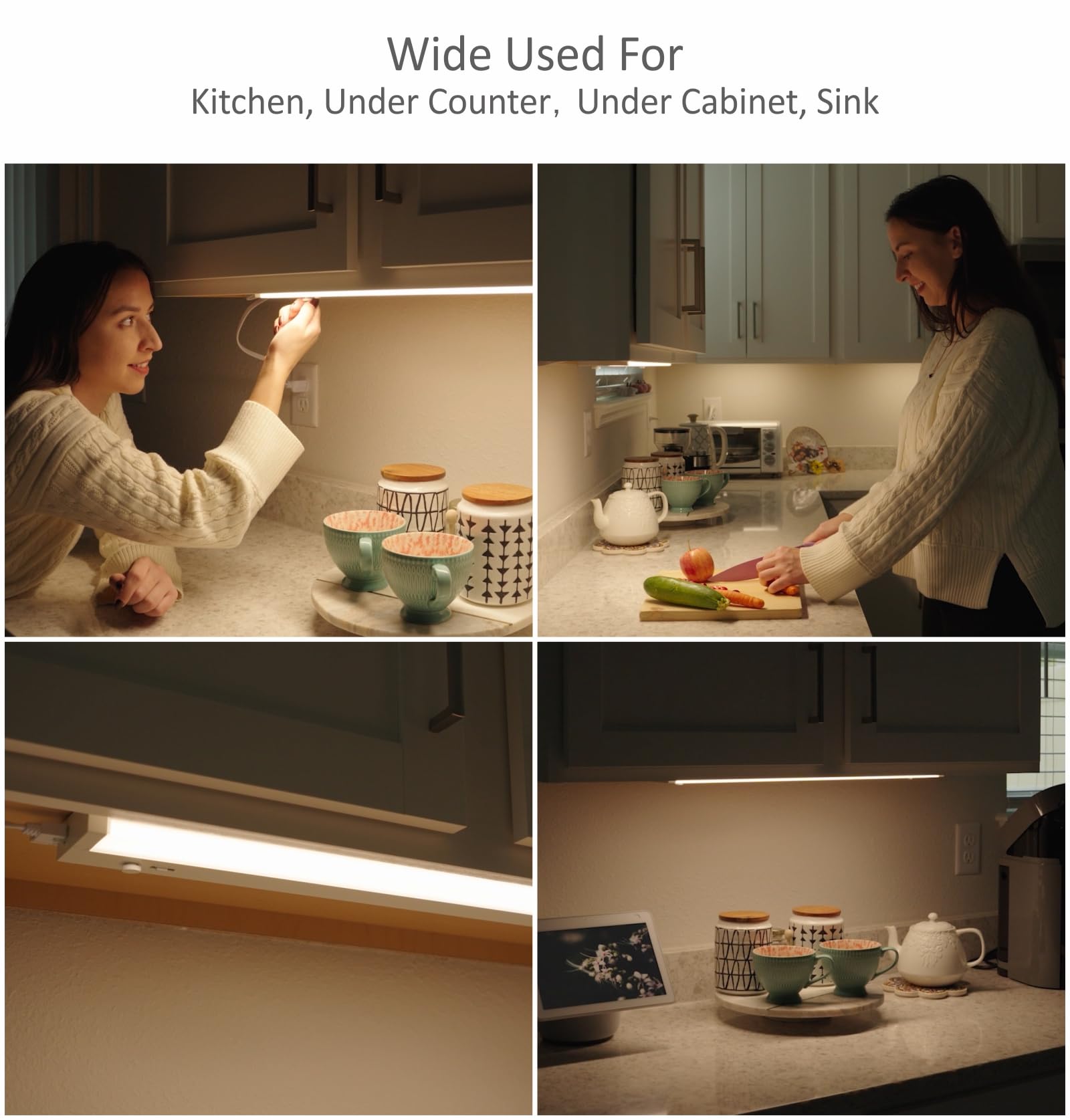 Leetdud Led Under Cabinet Lighting Hardwired Or Plug In, 32 Inch 16W, Dimmable 5 Color 2700K/3000K/3500K/4000K/5000K, Linkable E