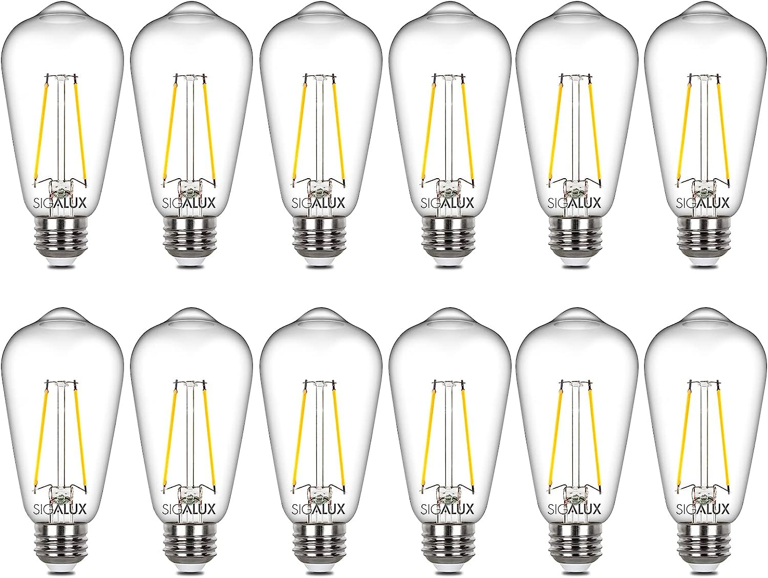 Sigalux E26 LED Bulb ST58 40W Equivalent 400LM Daylight White 5000K 12 Count Clear Filament Bulbs