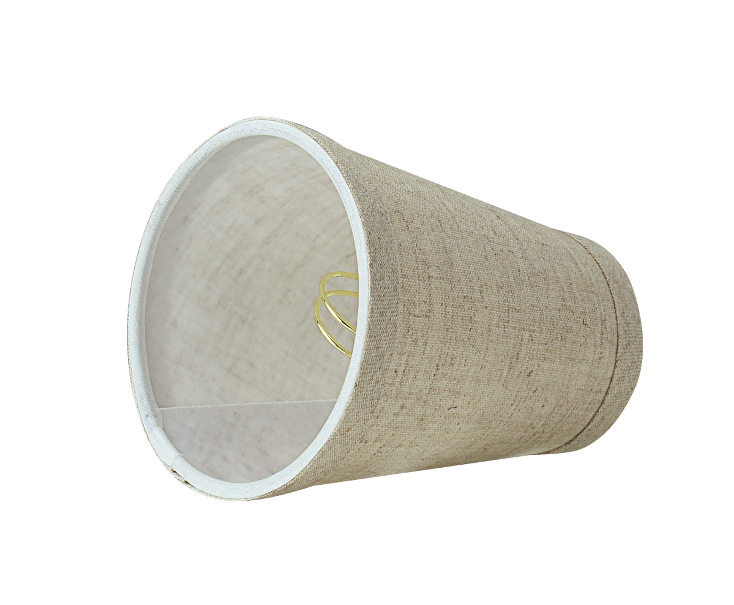 Aspen Creative 32665-2 Small Hardback Empire Shape Chandelier Clip-On Lamp Shade Set (2 Pack), Transitional Design In Beige, 4&quot; Bottom Width (2 1/2&quot; X 4&quot; X 5&quot;)