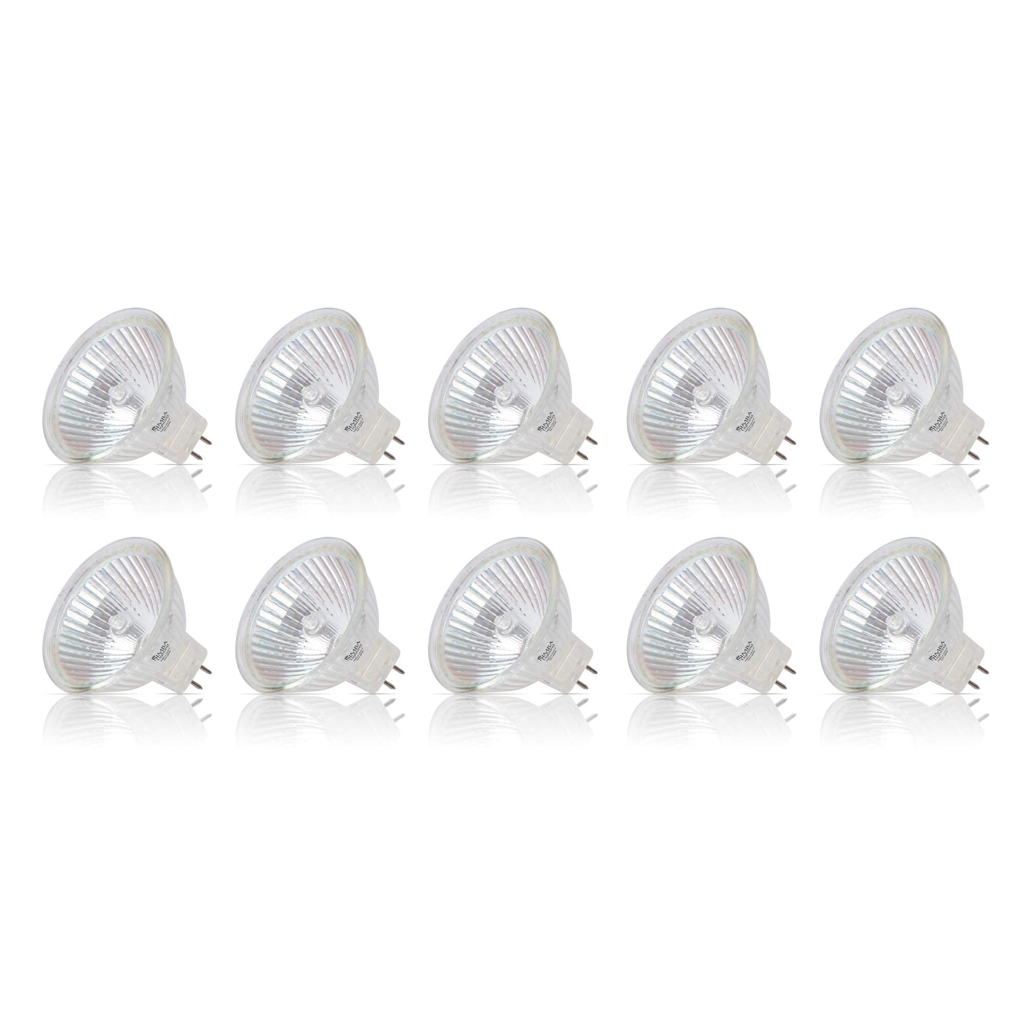 Simba Lighting Halogen Mr16 20W 12V Light Bulbs (10 Pack) For Landscape, Track Lights, Fiber Optics, Desk Lamps, Bab C Spotlight