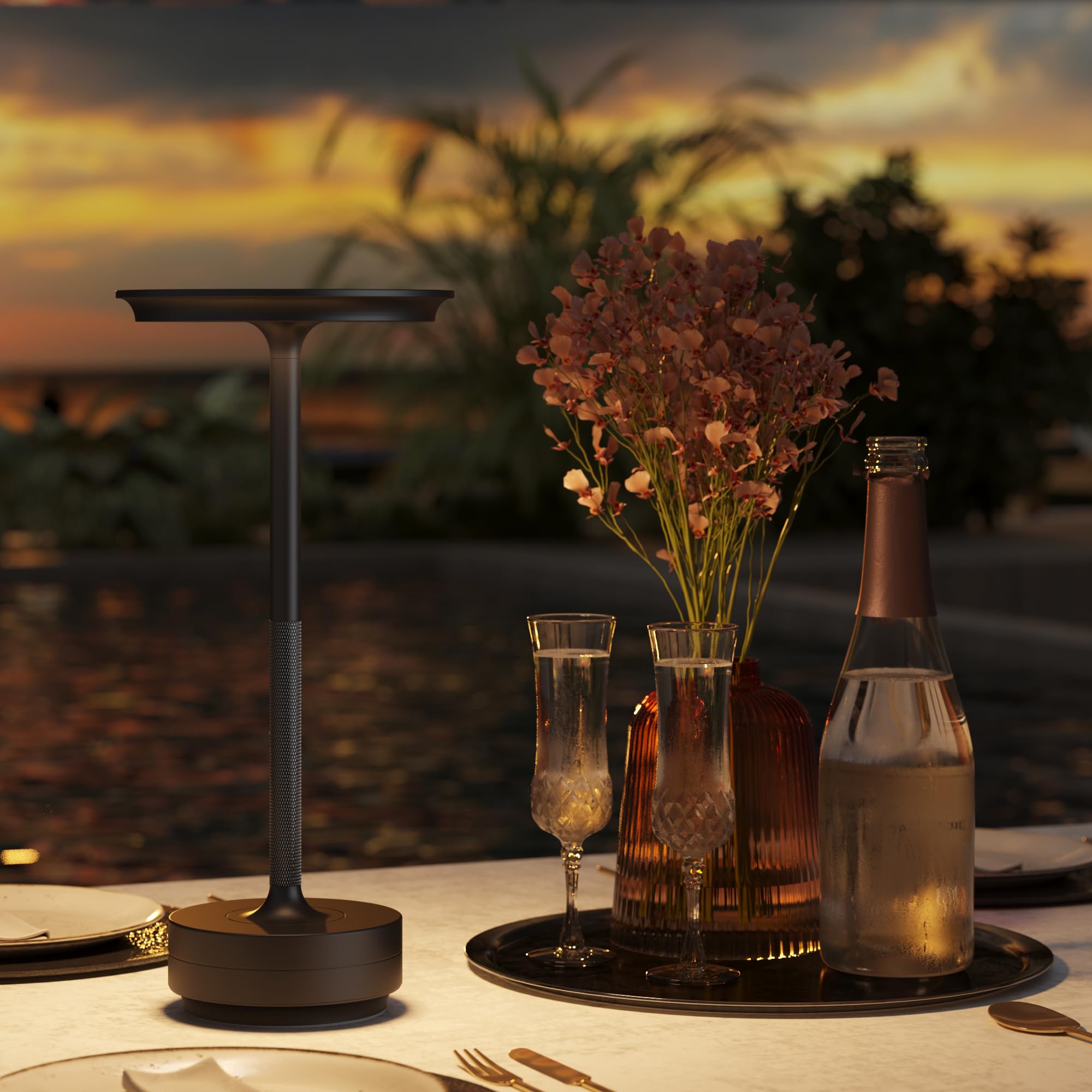 Ztflos Led Cordless Table Lamp,Rechargeable Battery Operated 3 Levels Brightness With Memory Function Ip54 Waterproof Portable L