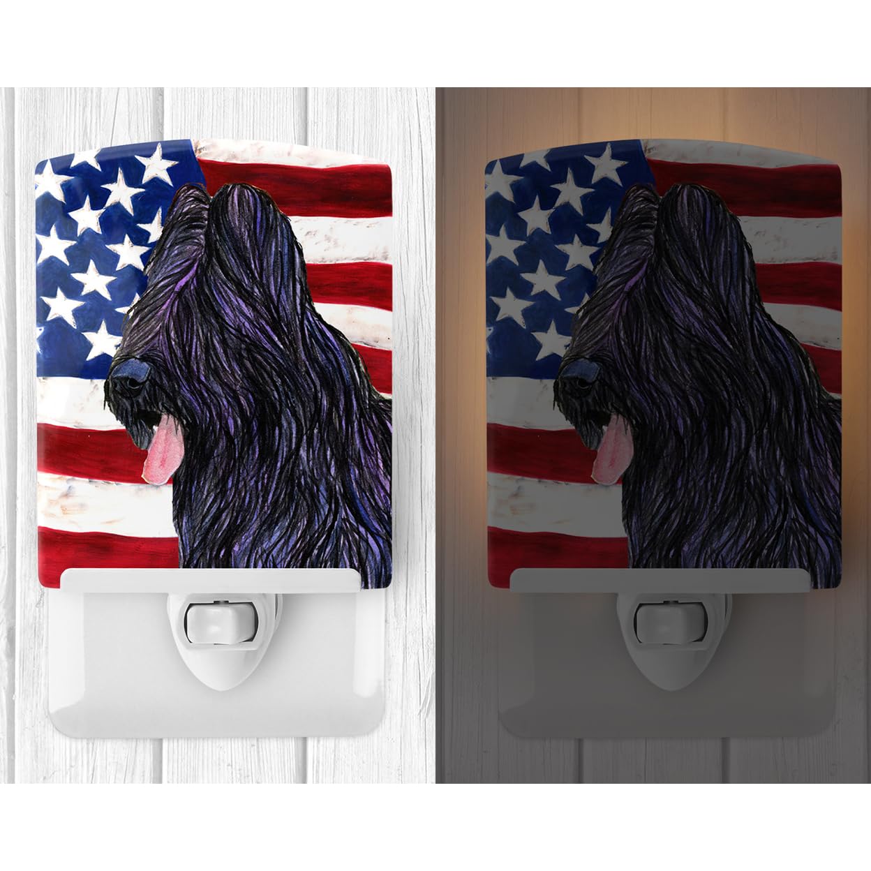 Carolines Treasures Ceramic Night Light, USA American Flag, Model SS4052CNL, 6x4x3 inches, Multicolor