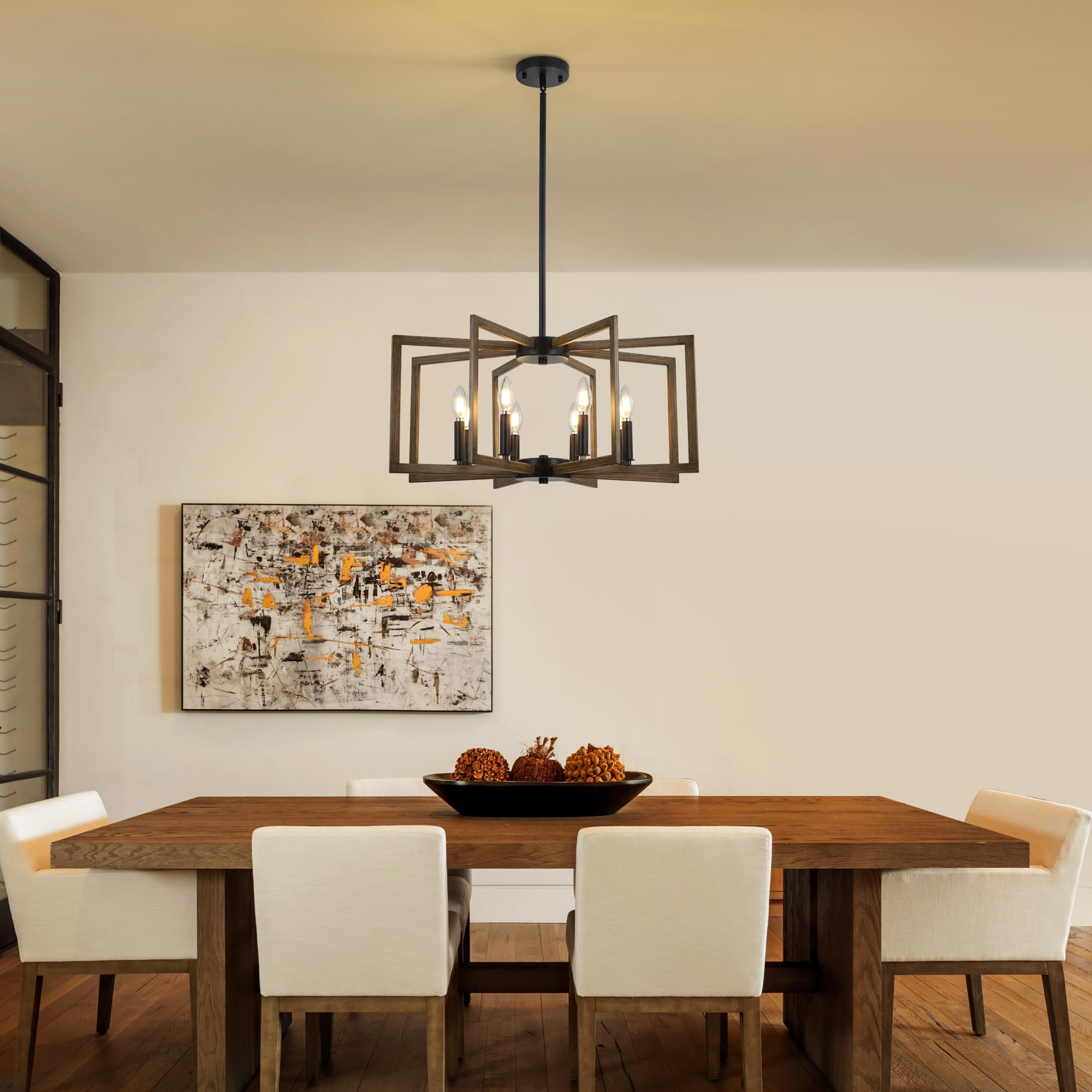 8-Light Metal Geometric Chandelier