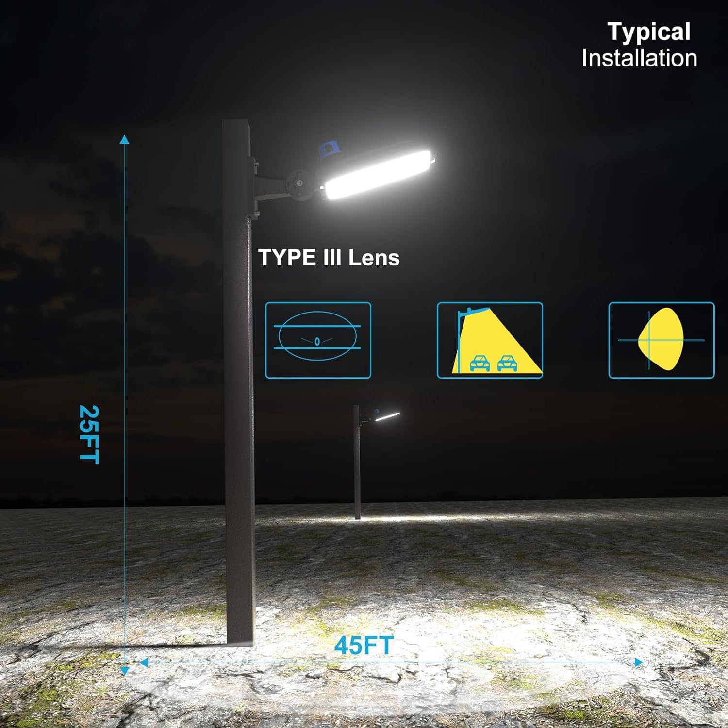 Lightdot Etl 150W Parking Lot Lighting 21000Lm(150Lm/W) 5000K Led Parking Lot Lights With Smart Photocell Ip65 Waterproof Arm Mount Led Pole Light For 16~30Ft Height-2Pack 7Yrs Warranty