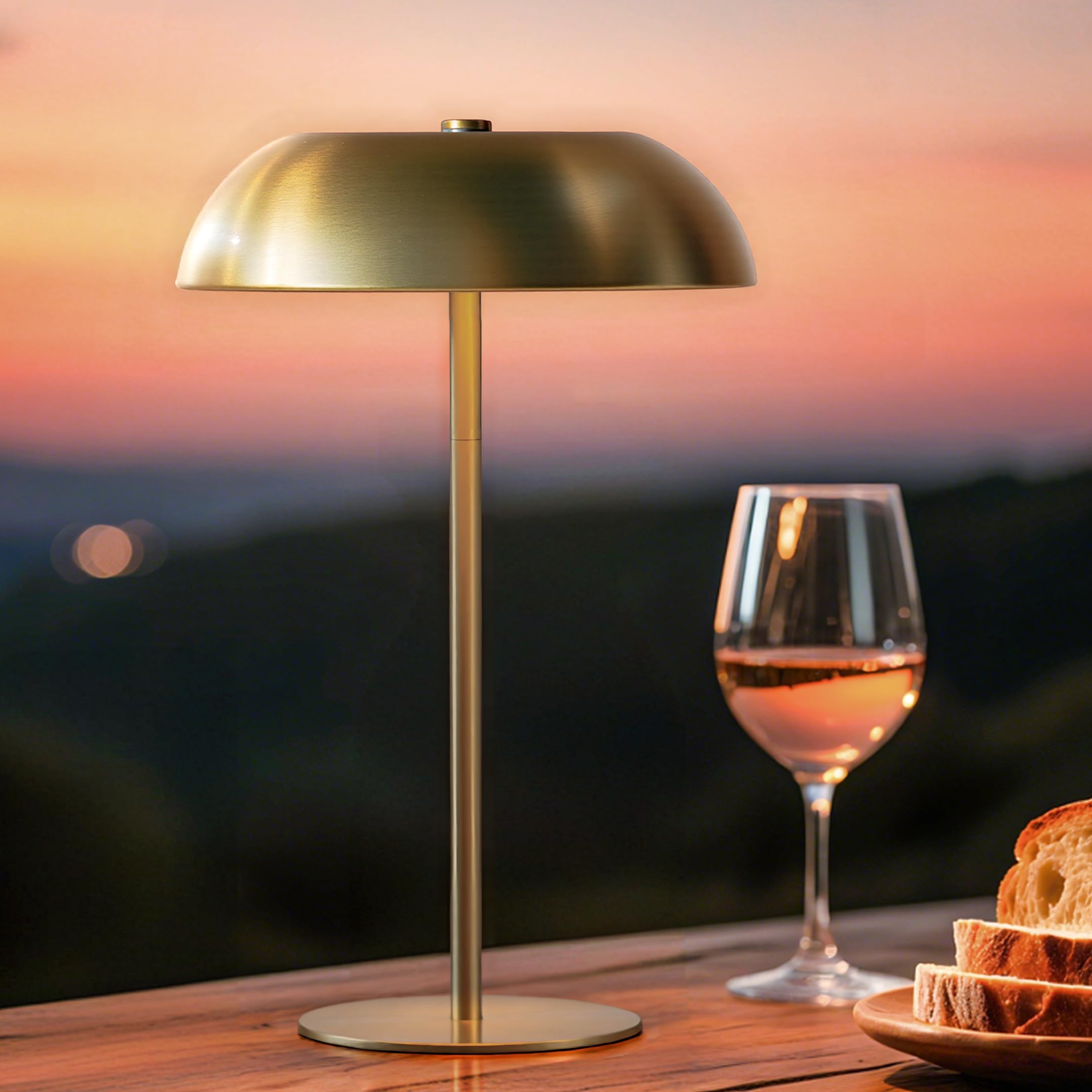 Brasslism Gold Cordless Table Lamp - Rechargeable Touch Lamp With 3-Color Dimming & Adjustable Height Battery Powered Lamp For Bedside  Bar  Desk  Outdoor Patio Restaurant Modern stylish Decor