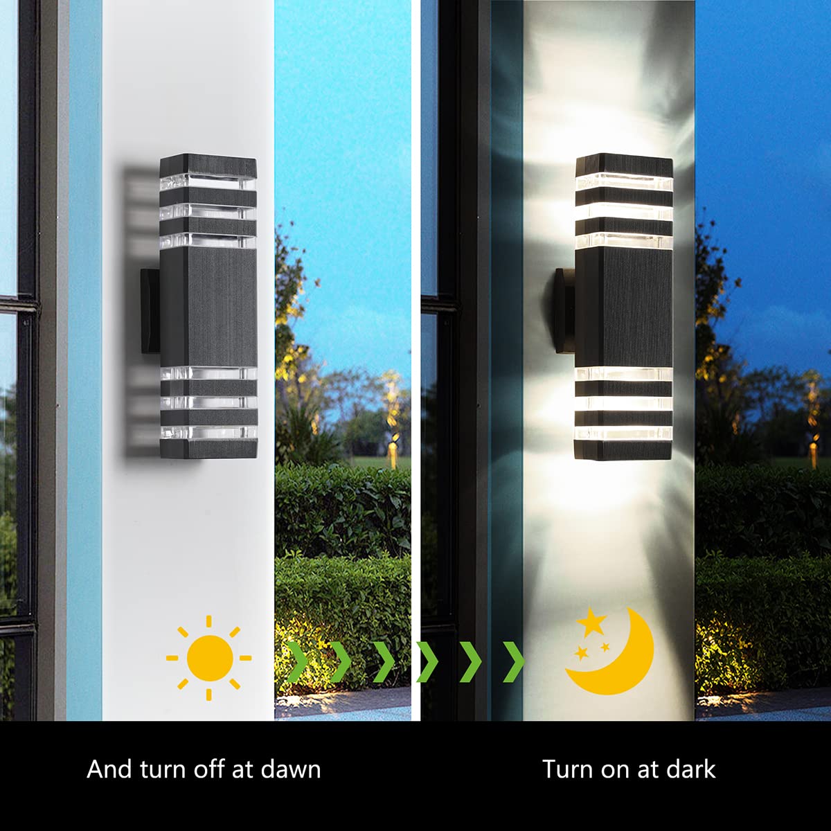 FAISHILAN LED Square Up-and-Down Outdoor Wall Lights, 3-Layer Aluminum, IP65 Waterproof, 14W, 1200 LM, Warm White, 2-Pack