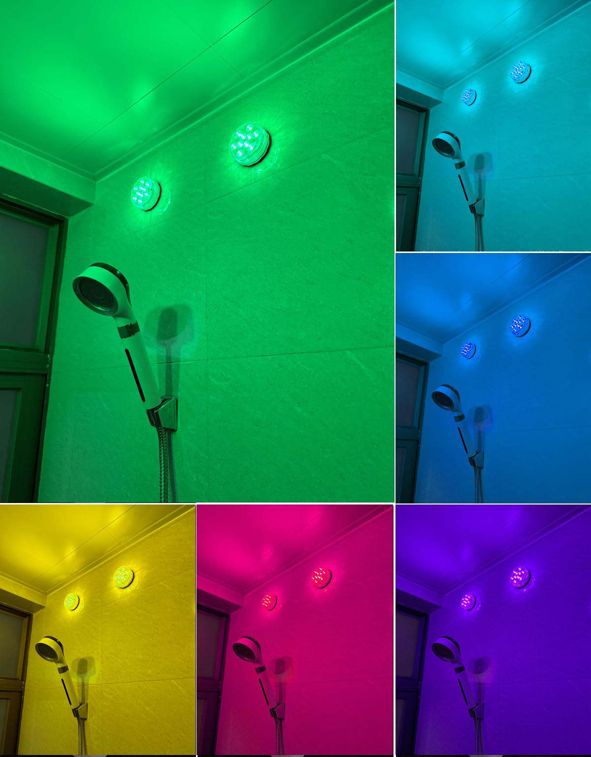 Seagenck Wireless LED Bathroom Lights - Waterproof RGB Glow Light, Remote Control, 2pcs for Vanity & Shower
