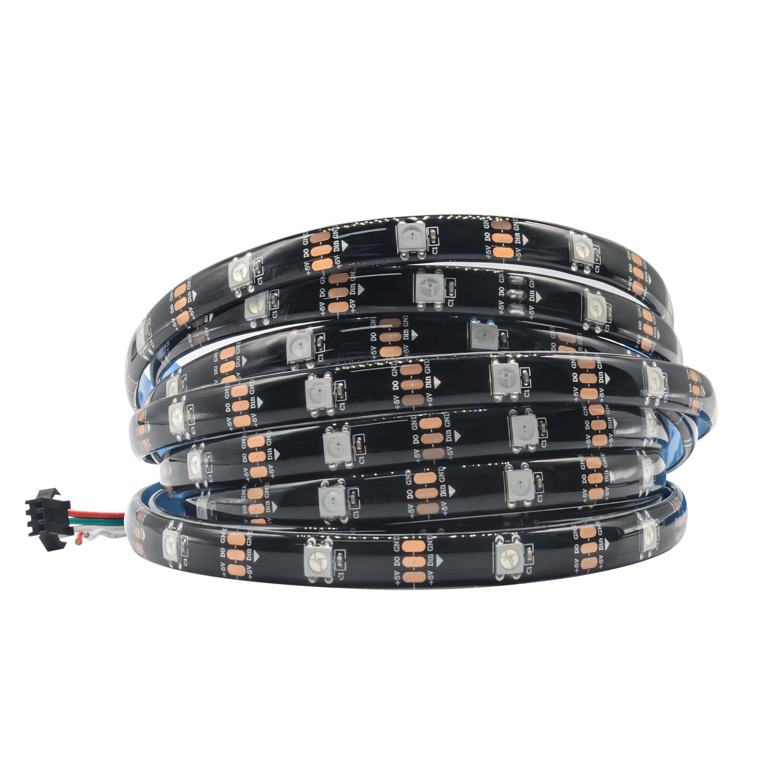 16.4FT WS2812B 5V LED Strip Lights 150 Individual Addressable RGB IC 5050SMD LEDs - Flexible Black PCB IP65 - 30LEDs/m MagicRGB 
