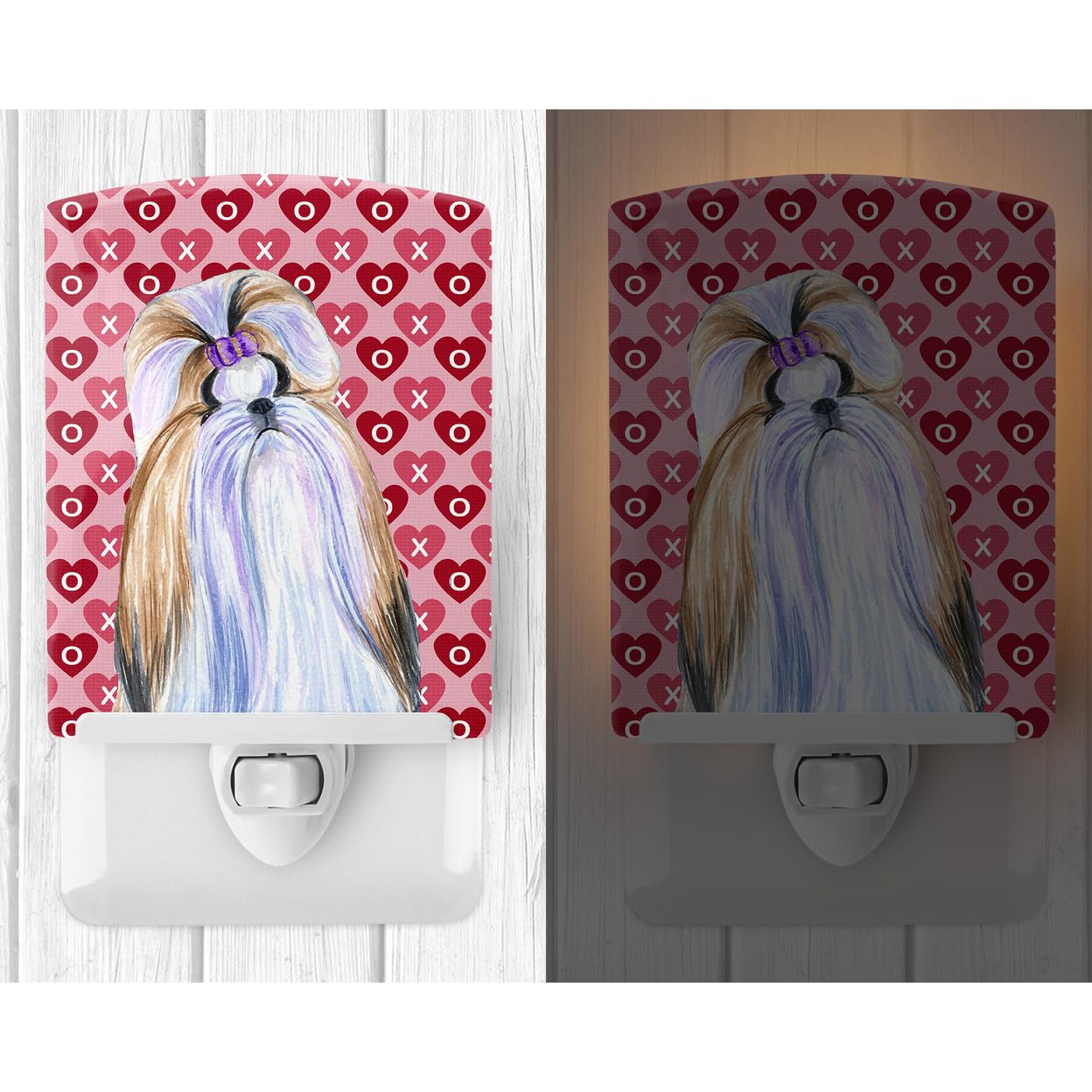 Carolines Treasures Ceramic Night Light Shih Tzu Hearts Valentines Day 6x4x3 Multicolor Model SS4465CNL