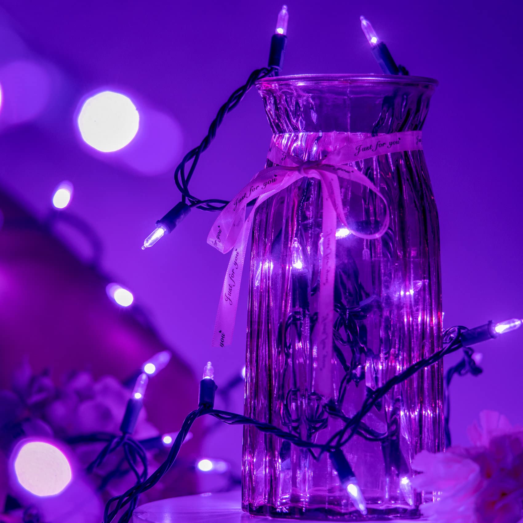 YULETIME 200 Count Purple LED Christmas Lights, 66ft Green Wire, UL Certified, Model BMD-L-200E/4F