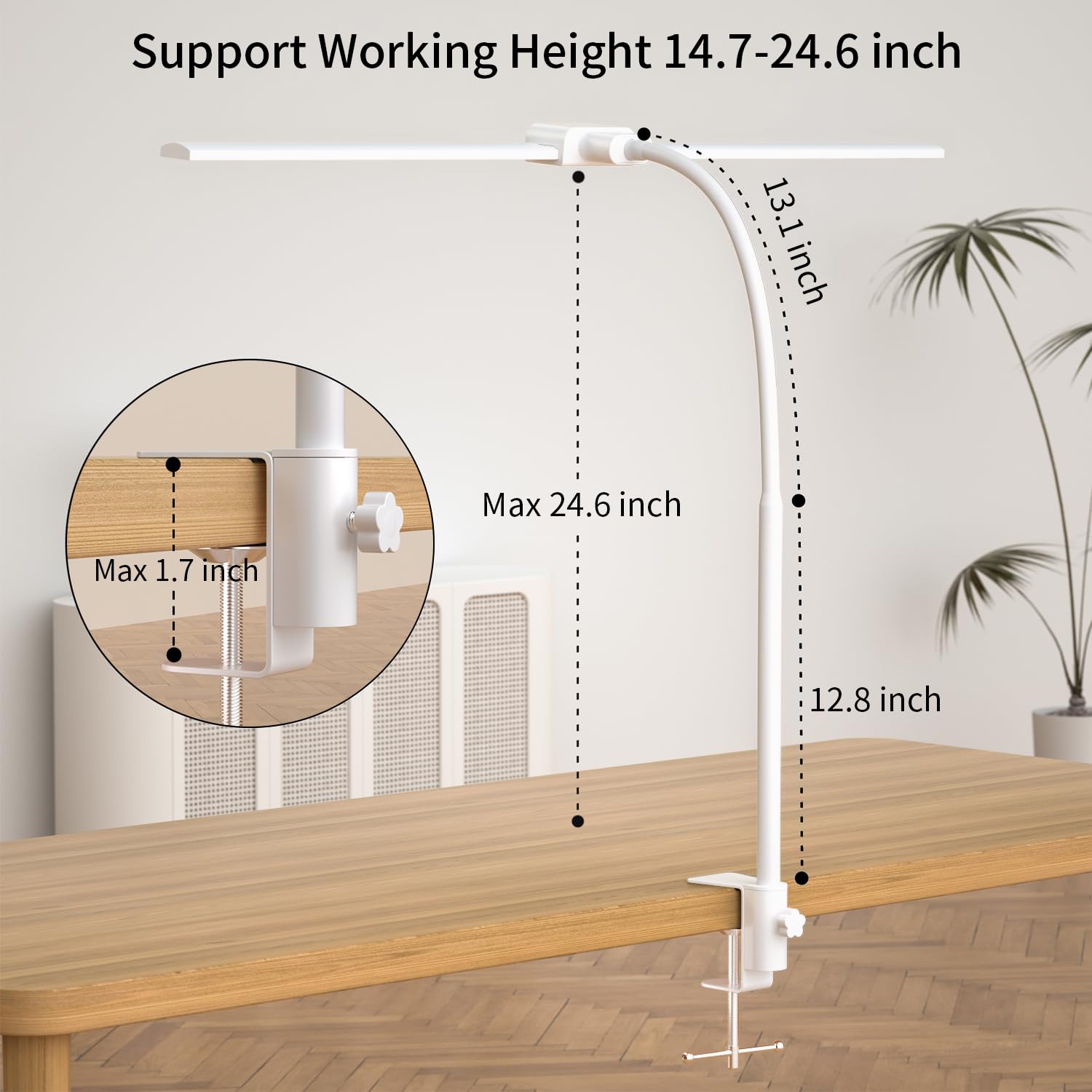 Kablerika Desk Lamp,Double Head Led Desk Lamp With Clamp,Architect Desk Lights For Home Office,Eye-Caring Desktop Office Lamp 4-