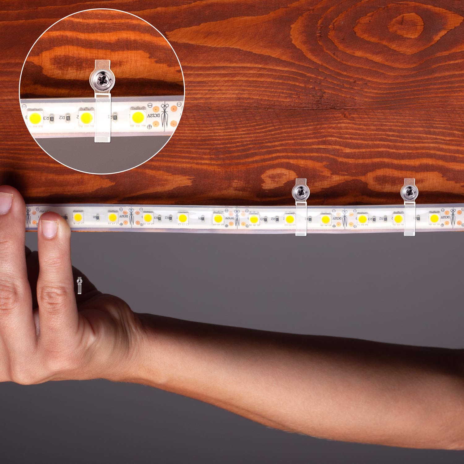 Mudder 200 Pieces Led Strip Light Clips Mounting Bracket Fixing Clip, One Side Fixing Clips With 200 Pieces Screws For Fixing 10