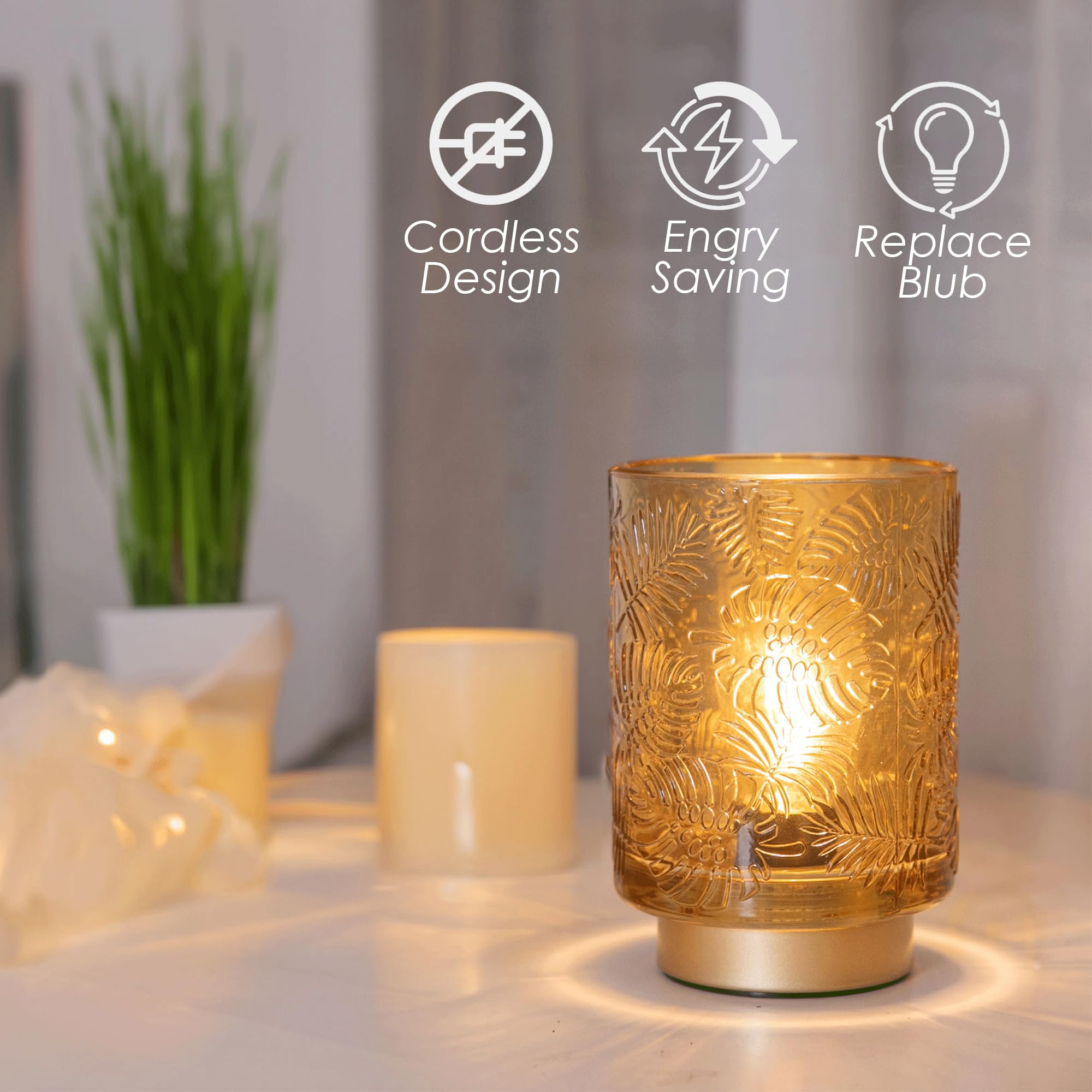 ULAROOM Portable Cordless Table Lamp - LED Bulb, Gold, Model JYTD23, Ideal for Home Decor, Battery Operated for Bedroom & Living Room