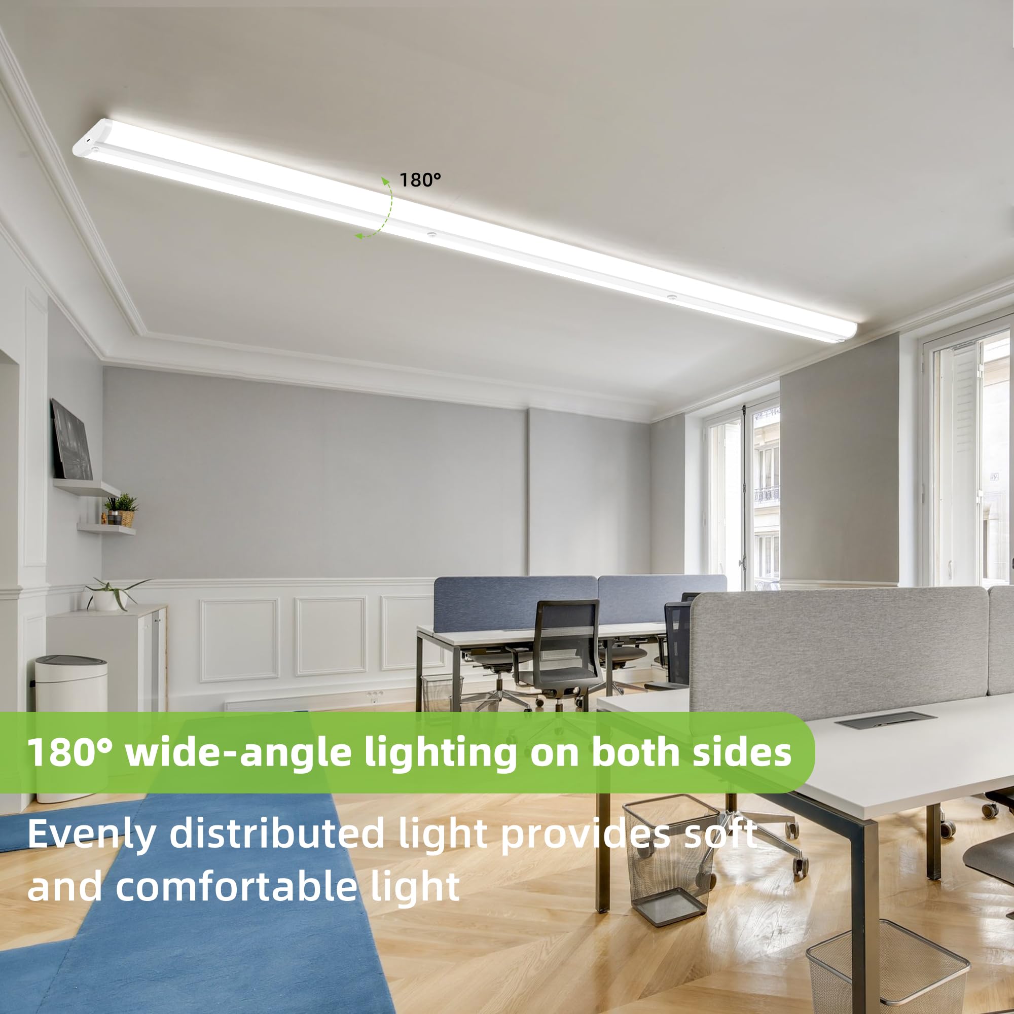 hykolity 110W LED Shop Lights Ultra Slim Wraparound 8FT Flush Mount 12600lm 5000K White 2 Pack WRC-1082