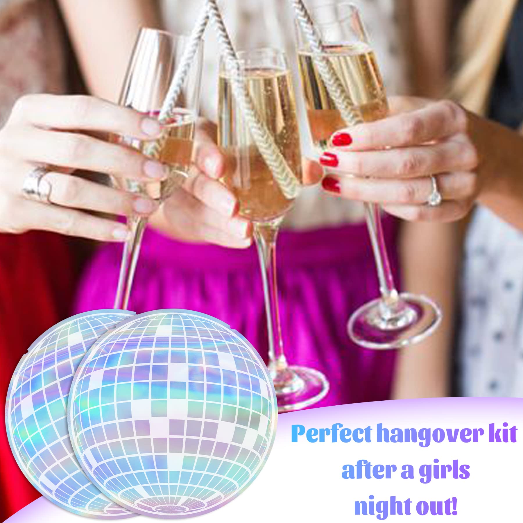 KARAQY Disco Ball Hangover Kit Bags, Medium Size, Blue, Wedding Bachelorette Party Favors and Decorations