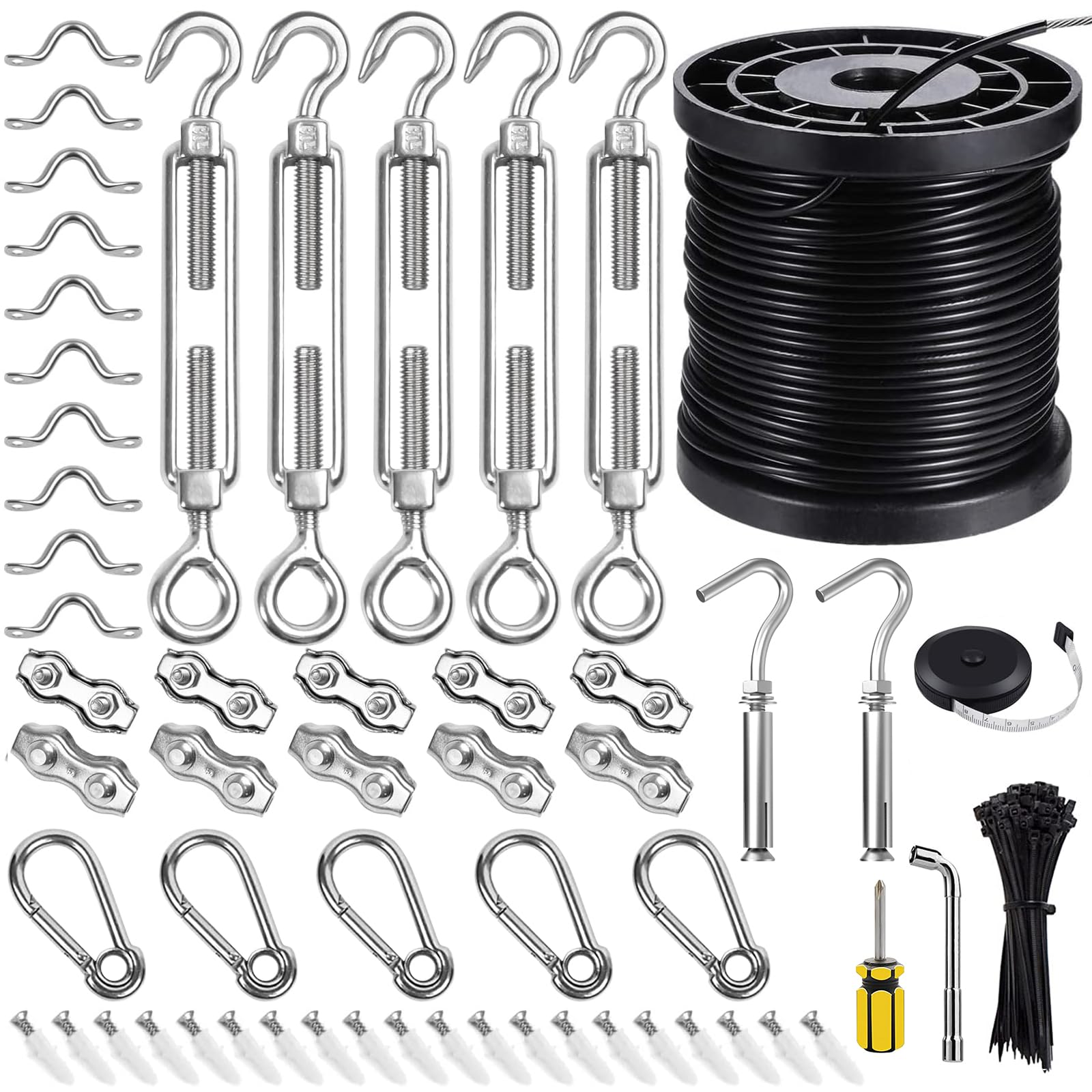 BLIKA String Light Hanging Kits, 250FT Coated Stainless Steel 304 Wire Rope, Outdoor Light Guide Wire, Globe String Light Suspen