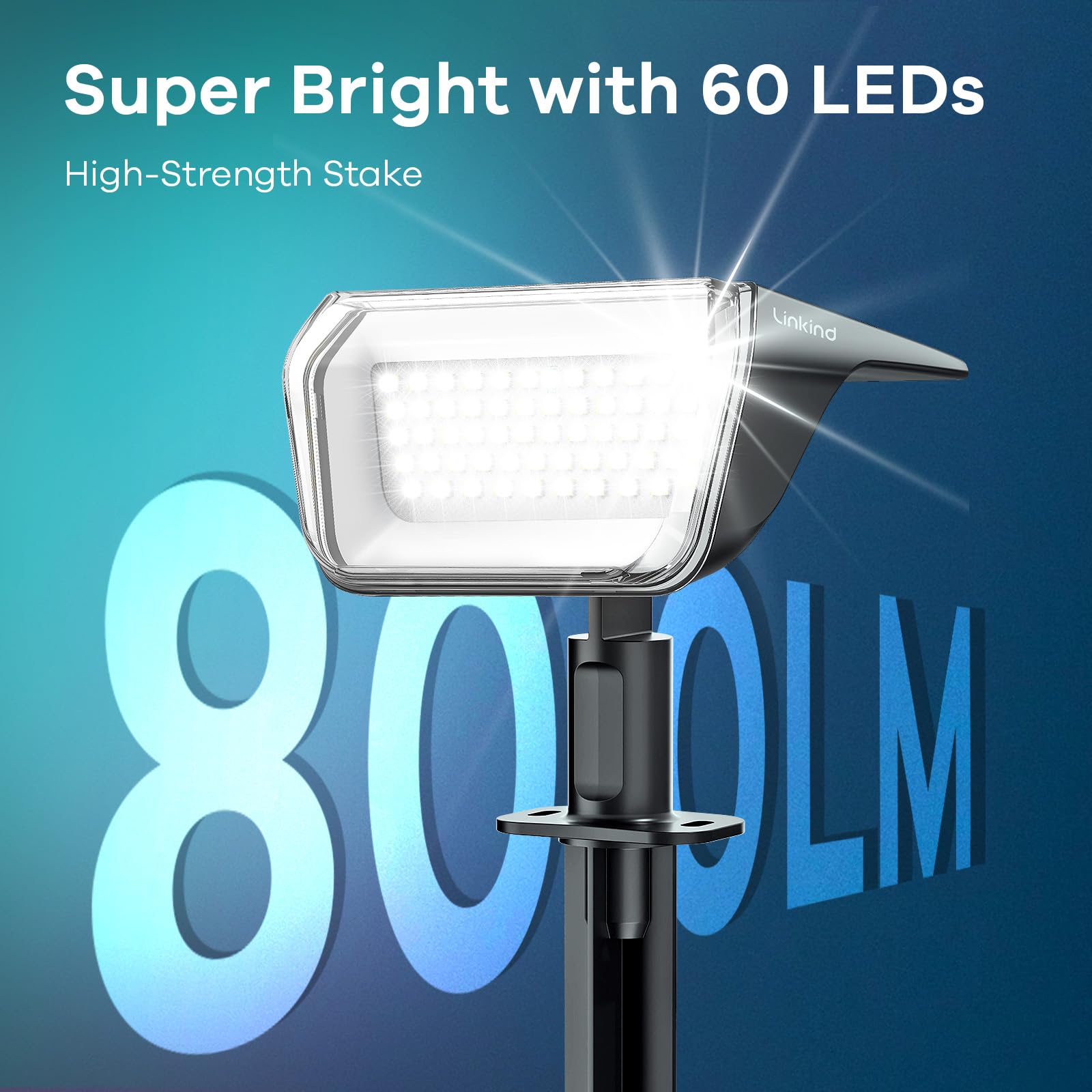 Linkind Solar Spot Lights Outdoor, 60 LEDs, IP67 Waterproof, 6 Pack, Cool White, Model LL18001-SP004_DW-US-6