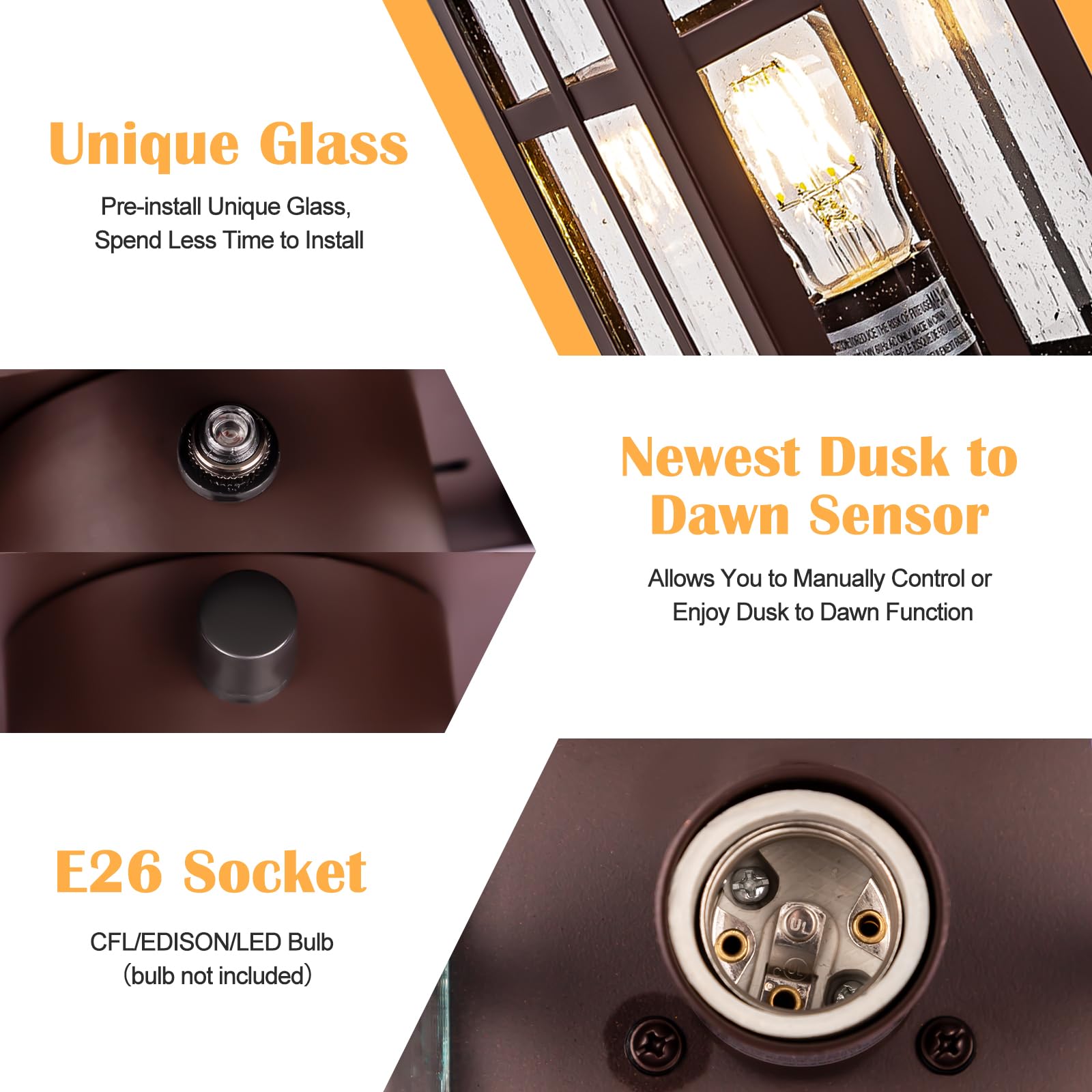 Brilvibera Bronze Post Lights Dusk To Dawn 2 Packs, Outdoor Post Mount Outdoor Light Fixtures, Bronze Patio Pole For Lights Waterproof, Outdoor Lamp Post Light Fixture For Path Garden Yard Patio