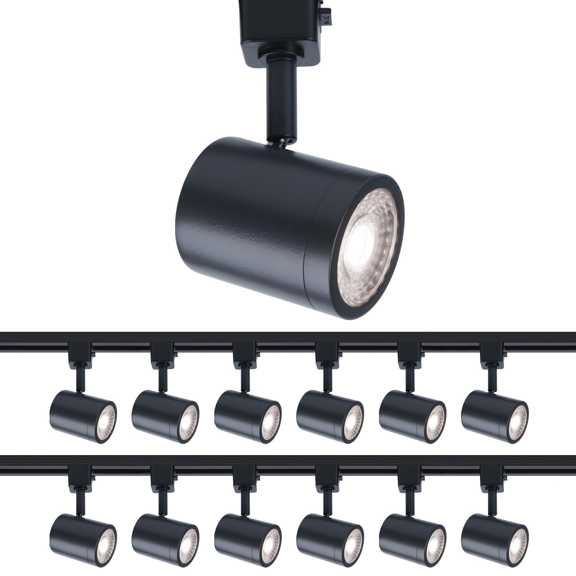 WAC Lighting Charge 8010 LED Adjustable Track Head 5-CCT Selectable 9W 865 Lumens Fully Dimmable in Black for H-Style 3 Wire Tra