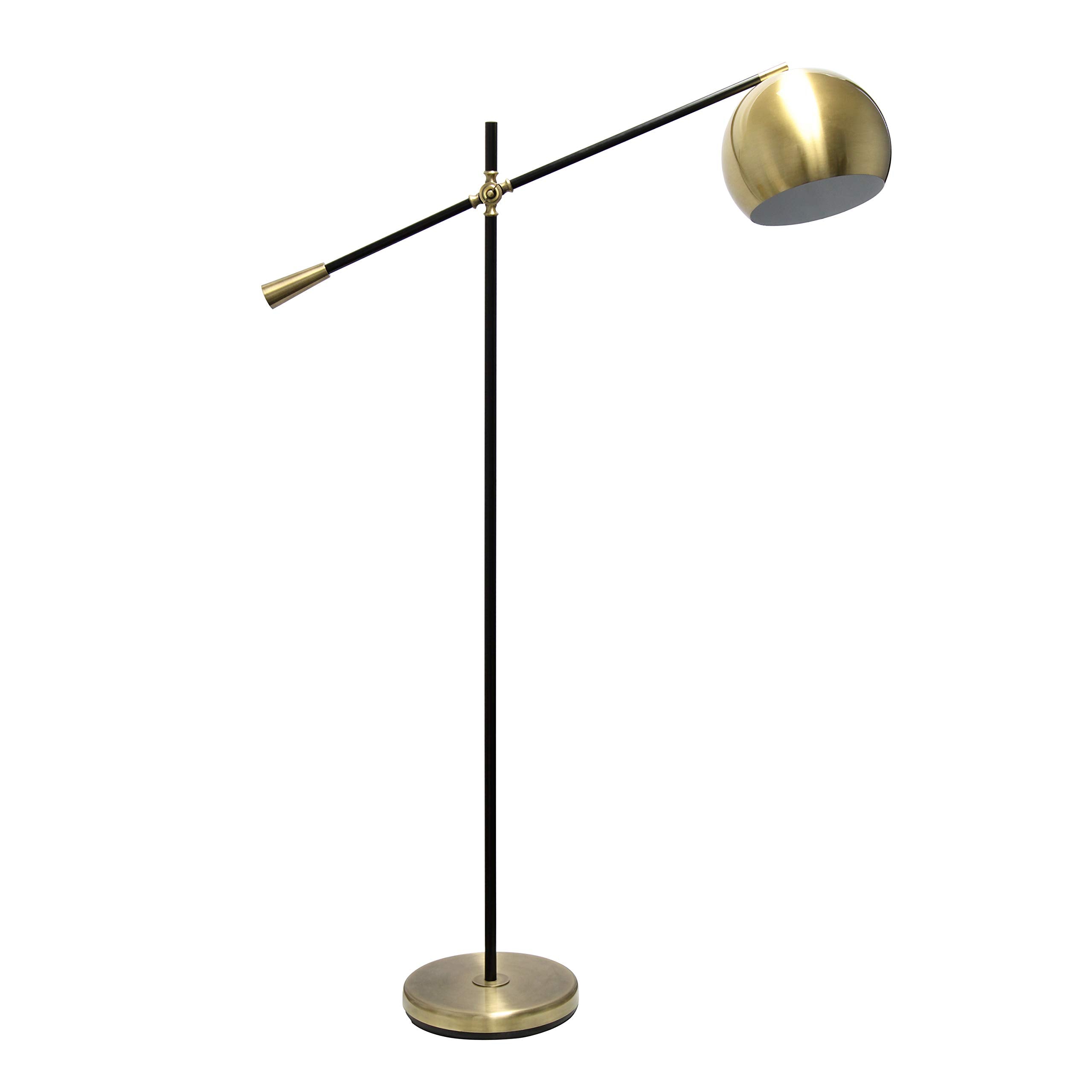 Elegant Designs Simple Designs Lf1024-Abs Pivot Arm Floor Lamp, Antique Brass, 11&quot;L X 37&quot;W X 59&quot;H
