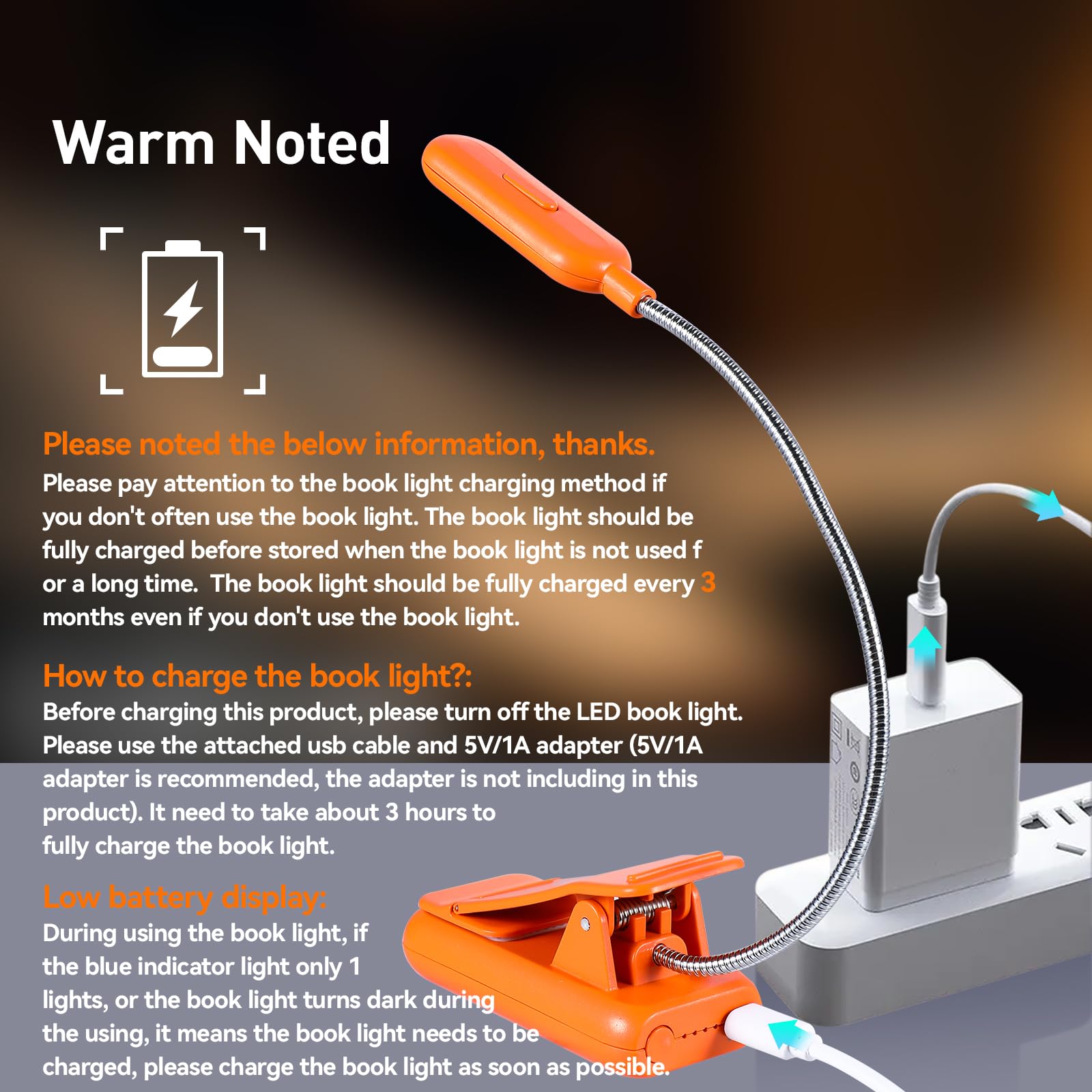 Vavofo Rechargeable Book Light, Blue Light Blocking, Amber 1600K Clip On Reading Light, Eye Care 7 Leds Kids Book Light For Read