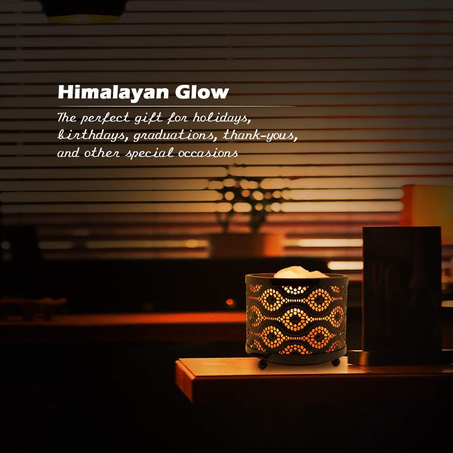 Himalayan Glow Natural Himalayan Lamp with Salt Chunks in Mosaic Design Metal Basket Night Light