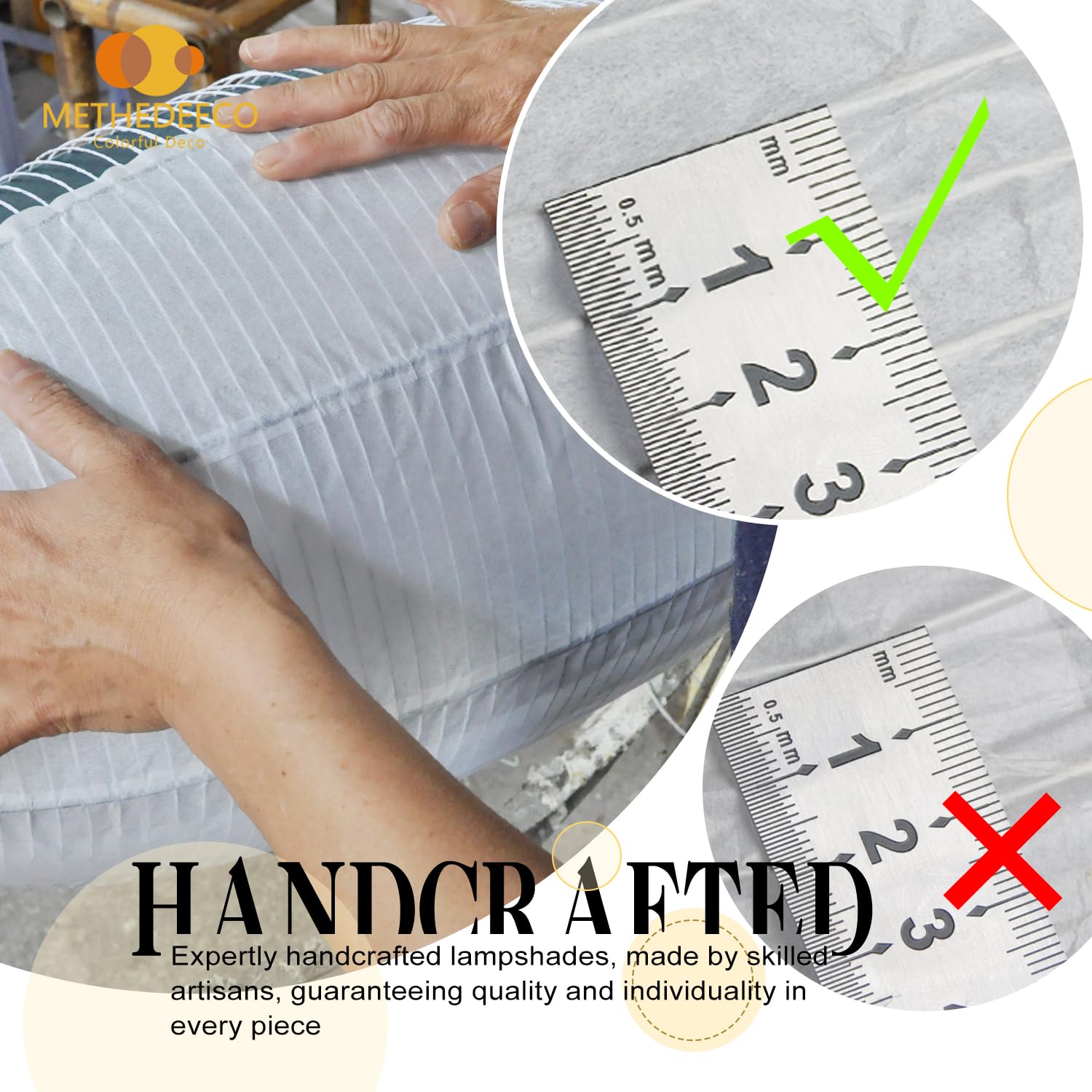 Methedeeco Paper Lanterns 20Inch Large Paperlampshade Hanging Rice Paper Lamp.Semicircularpendant Light Shade Chinese Lantern For Indoor Bedroom Living Room.Home Gift For Her