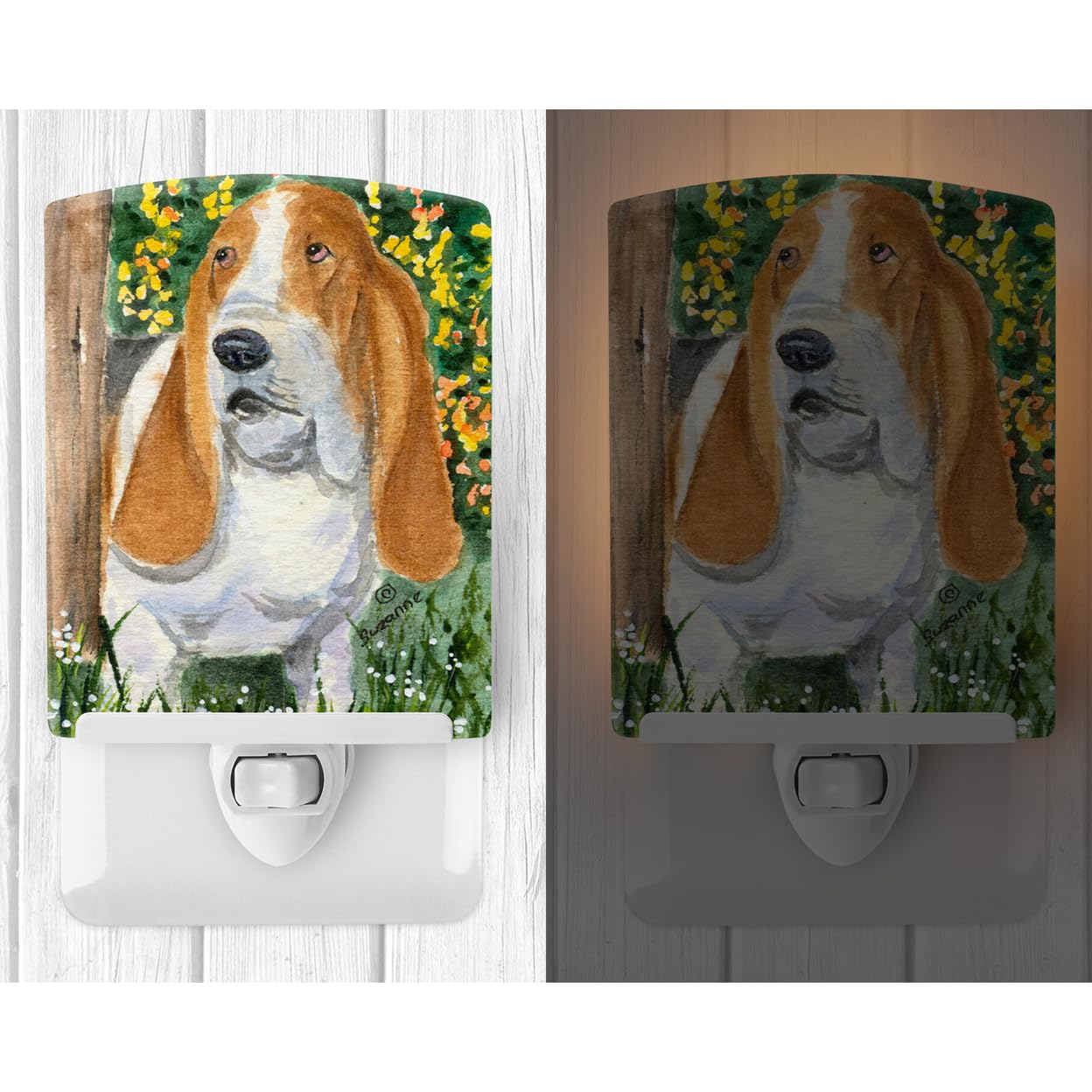 Carolines Treasures Basset Hound Ceramic Night Light, UL-Certified, 6x4x3in, Multicolor, Model SS8964CNL