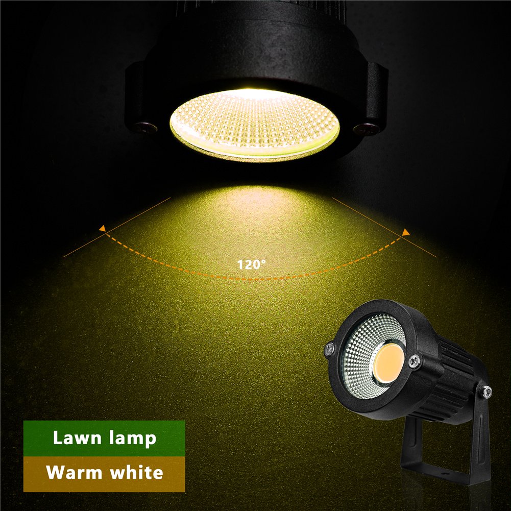 Z Outdoor Landscape LED Lighting 5W Waterproof COB Spotlights, Warm White, 3500K, Aluminum, 2 Packs