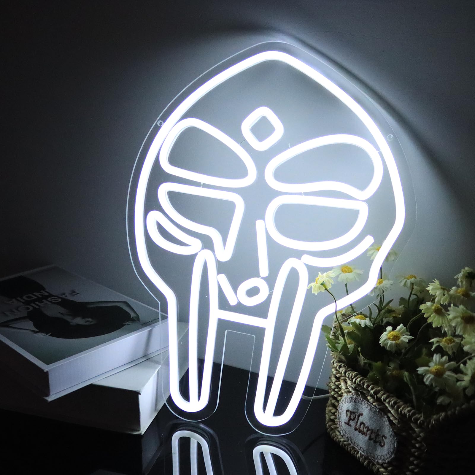 Fuendkf Mf Doom Mask Neon Signs For Wall Decor  Dimmable Gladiator protective covering Mask Neon Lights Usb Power Music And Rap Lovers Neon Lights For Hip Hop Fans Best Gifts  Man Cave  Music Bar And Bedroom