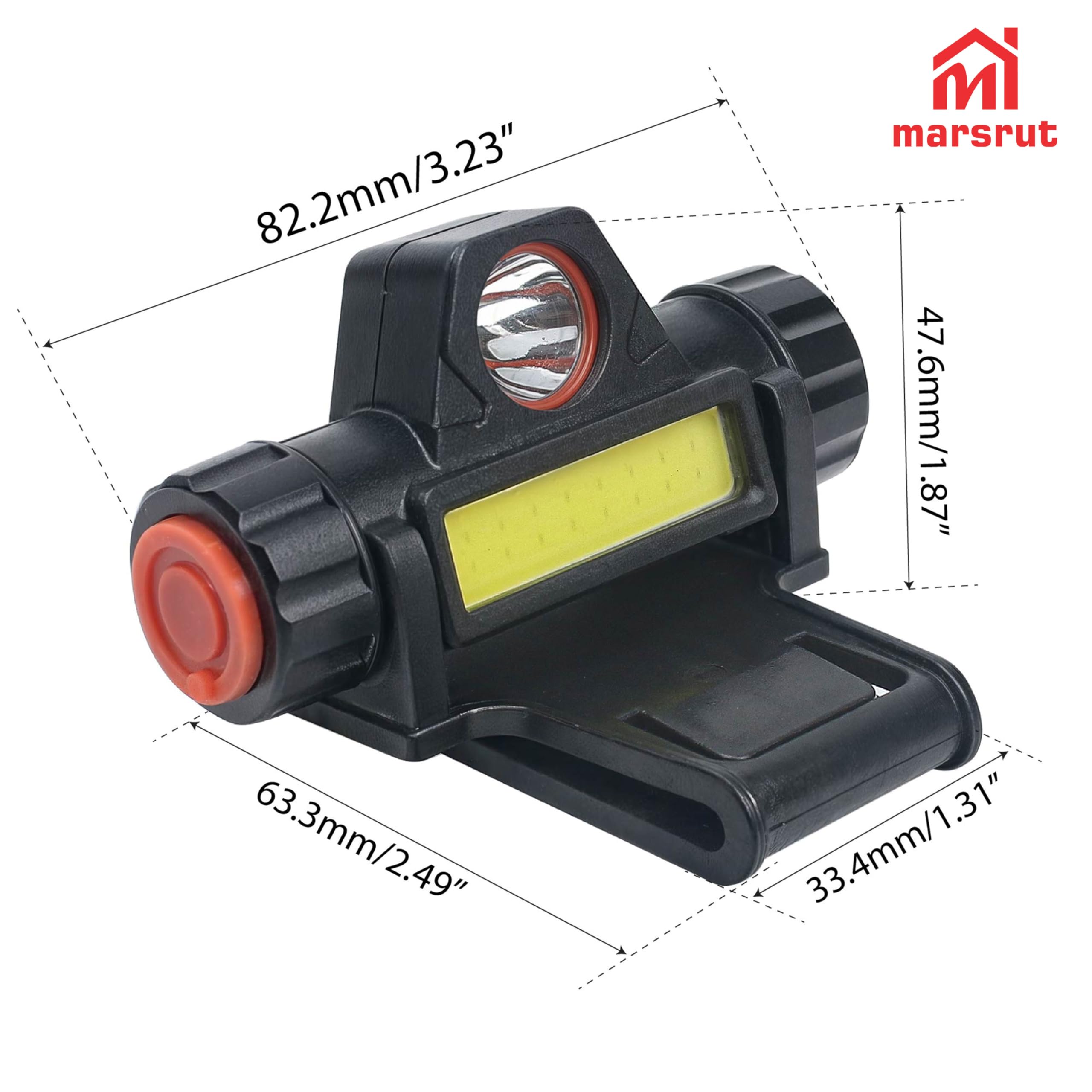 Marsrut Welding Helmet Light - Rechargeable LED Headlight with Mount Holder, Black