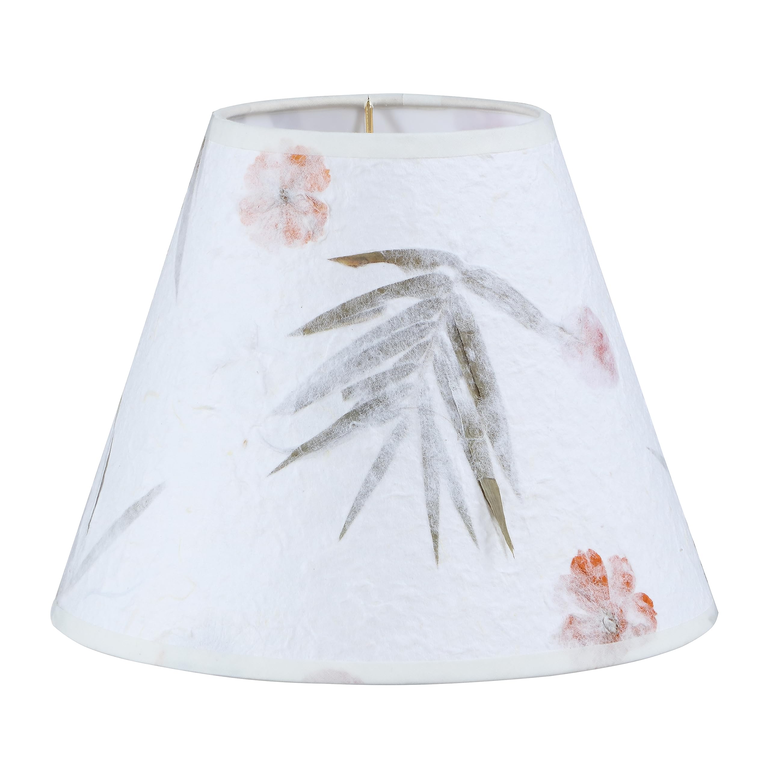 Aspen Creative 56040, Hardback Empire Transitional UNO Lamp Shade, Off White Petal Paper, 5&quot; Top x 10&quot; Bottom x 8&quot; Slant, Slip UNO 33mm